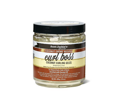 Aunt Jackie's Curl Boss Coconut Curling Gelee 15oz - Hydrating Curl Defining Gel for Natural Hair - Perfect for Twist Outs, Wash & Go, and Daily Curl Maintenance