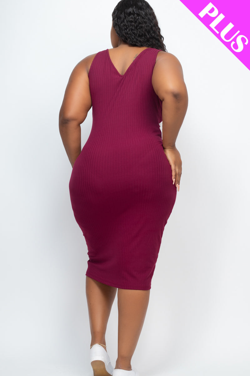 Plus Size Ribbed Sleeveless Bodycon Dress for Women - Stretchy Slim Fit Party Clubwear (CAPELLA) | Perfect for Night Out, Date Night & Special Occasions