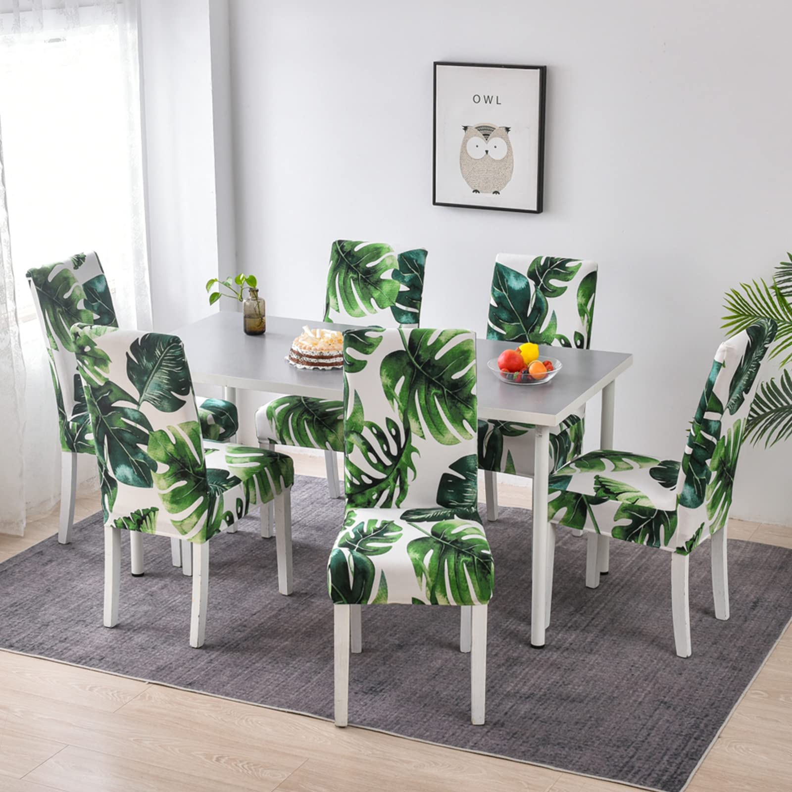 Stretch Spandex Green Parsons Chair Slipcovers - Set of 4 Washable Dining Room Chair Covers | Anti-Dust Kitchen Seat Covers for Wedding, Party & Home Decor | Perfect for Formal Dining, Events & Everyday Use