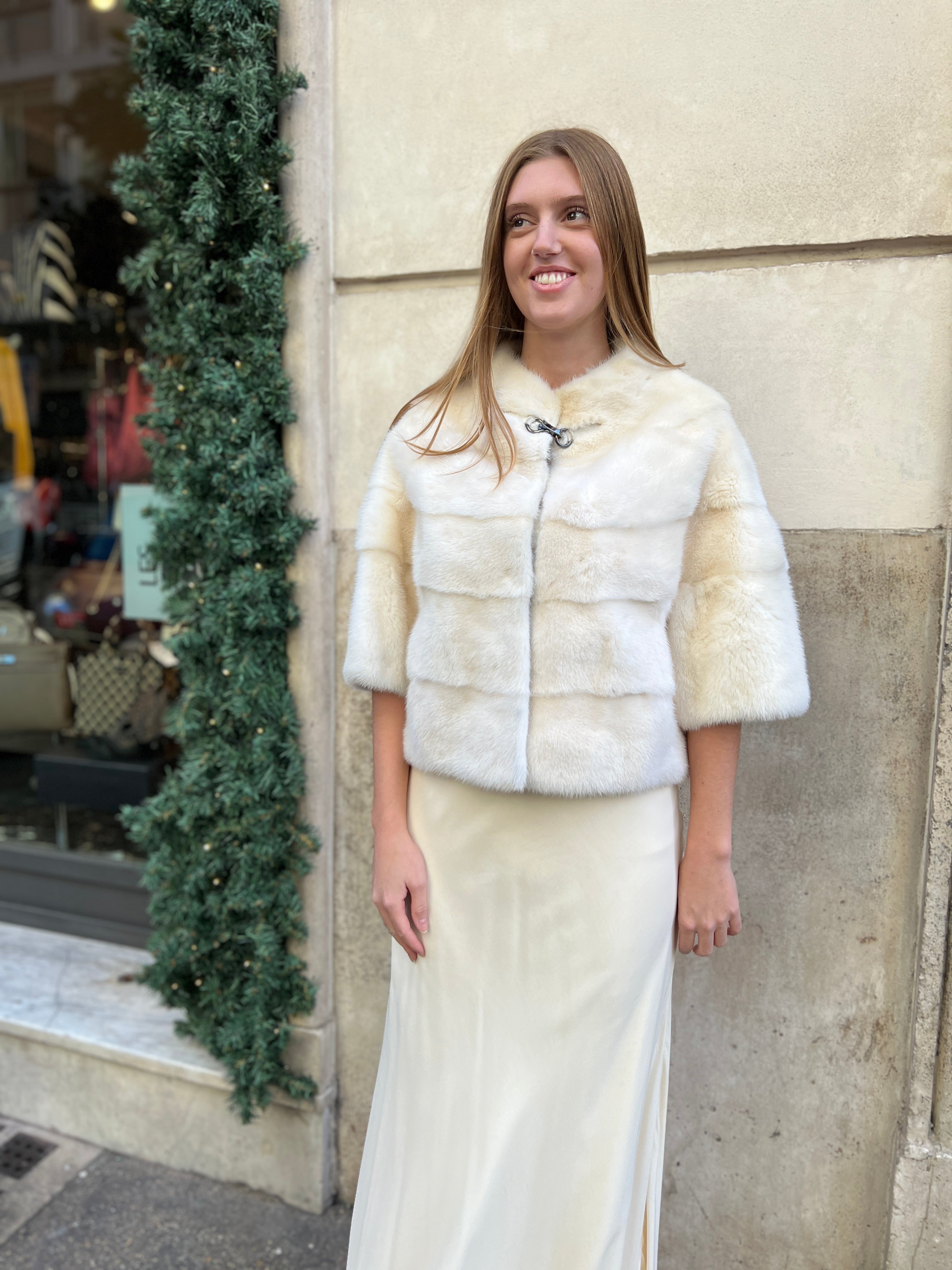 Luxury Manzoni 24 White Mink Fur Coat - Elegant Winter Outerwear for Women | Perfect for Parties, Weddings & Formal Events
