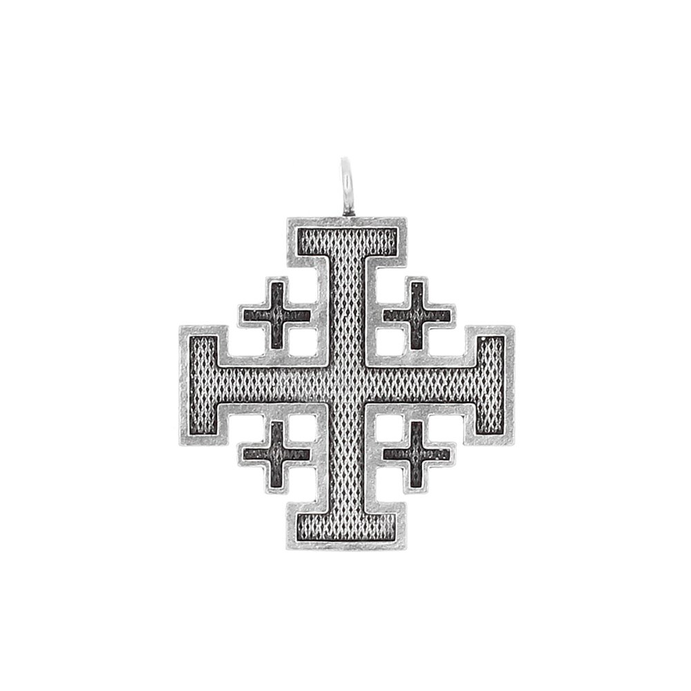 925 Sterling Silver Jerusalem Crusaders Cross Pendant Necklace - Medieval Religious Charm with 5 Greek Crosses for Women & Men | Perfect for Church, Weddings & Gifts