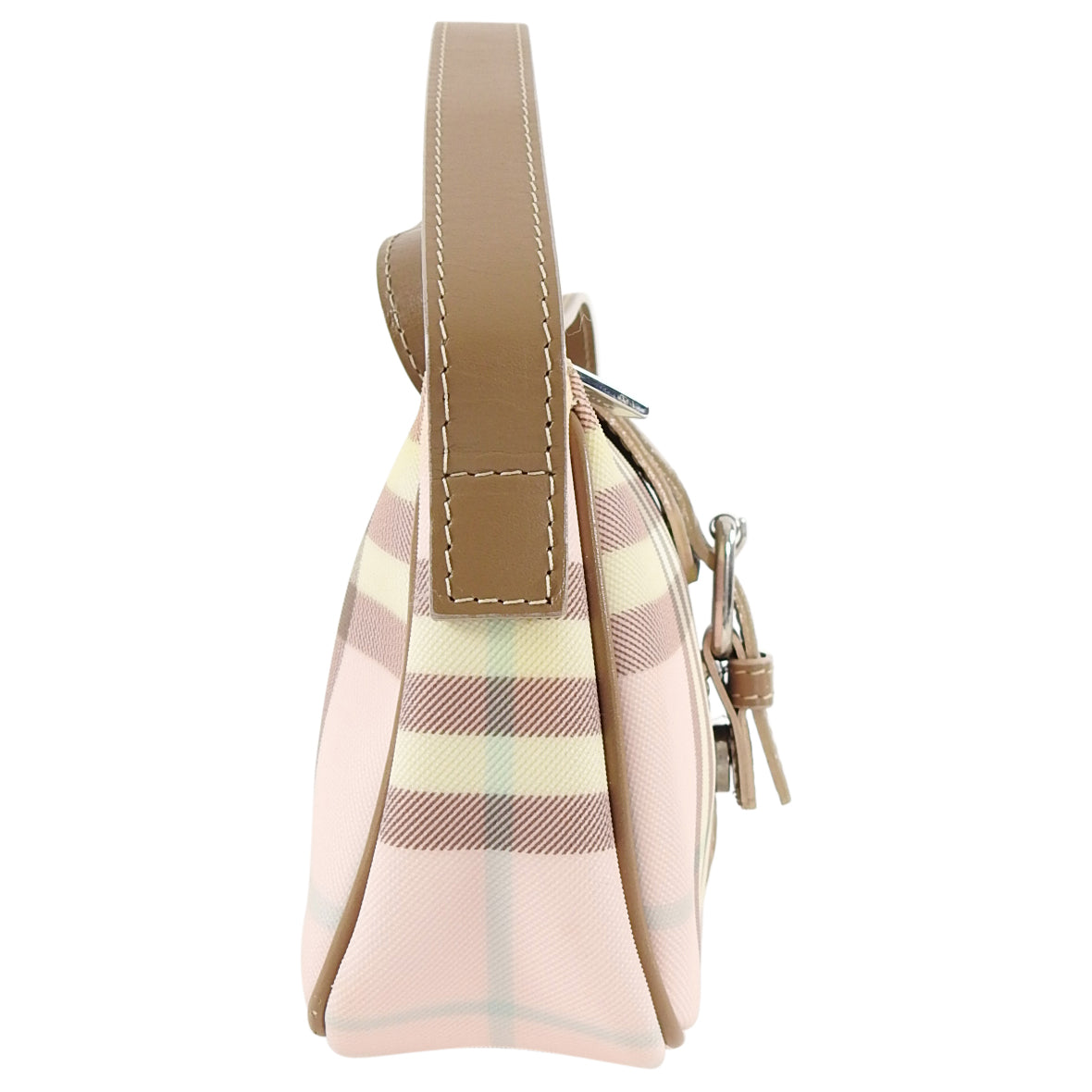 Burberry London Pink Coated Canvas Nova Check Mini Baguette Bag for Women | Luxury Designer Crossbody Purse | Perfect for Date Night, Parties & Everyday Use