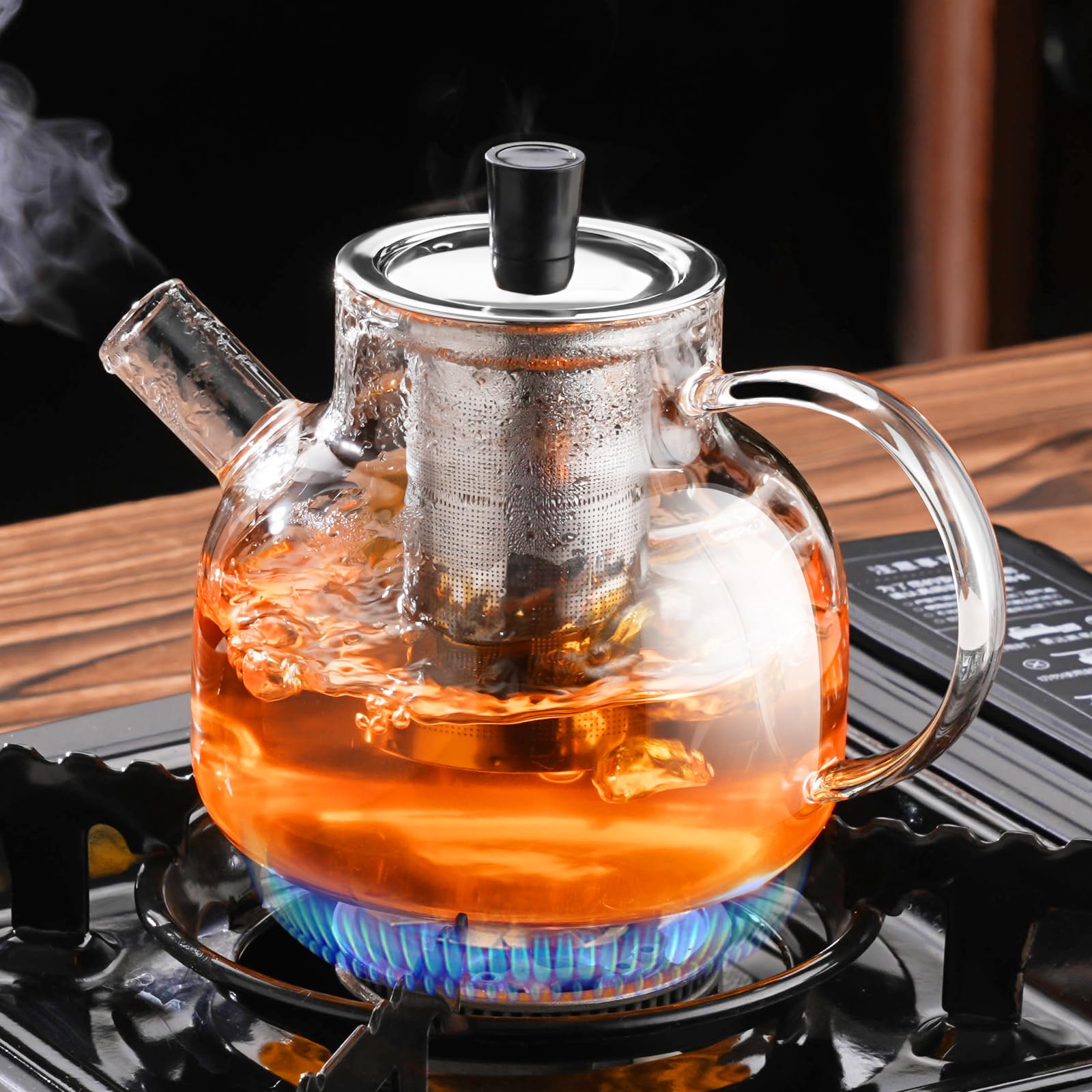 Premium Borosilicate Glass Teapot with Removable Stainless Steel Infuser - 20oz/600ml Stovetop Safe Tea Kettle for Blooming & Loose Leaf Tea - Perfect Gift for Tea Lovers - Ideal for Home, Office & Tea Ceremonies