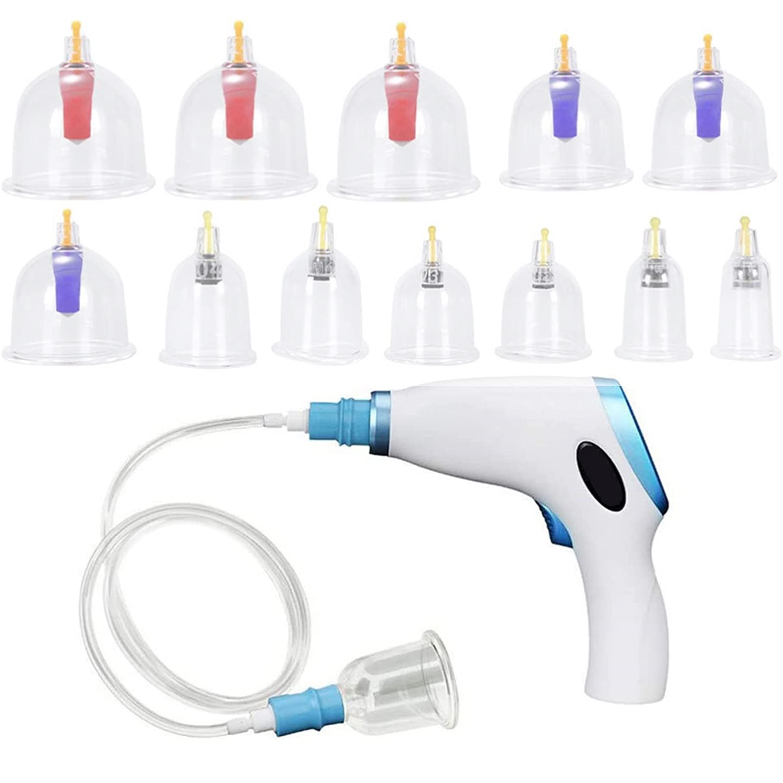 Electric Vacuum Cupping Therapy Set - 12 Plastic Cupping Cups for Deep Tissue Massage & Myofascial Release - Chinese Cupping Massage Kit for Pain Relief & Muscle Relaxation - Perfect for Home Spa, Physical Therapy & Wellness Treatments