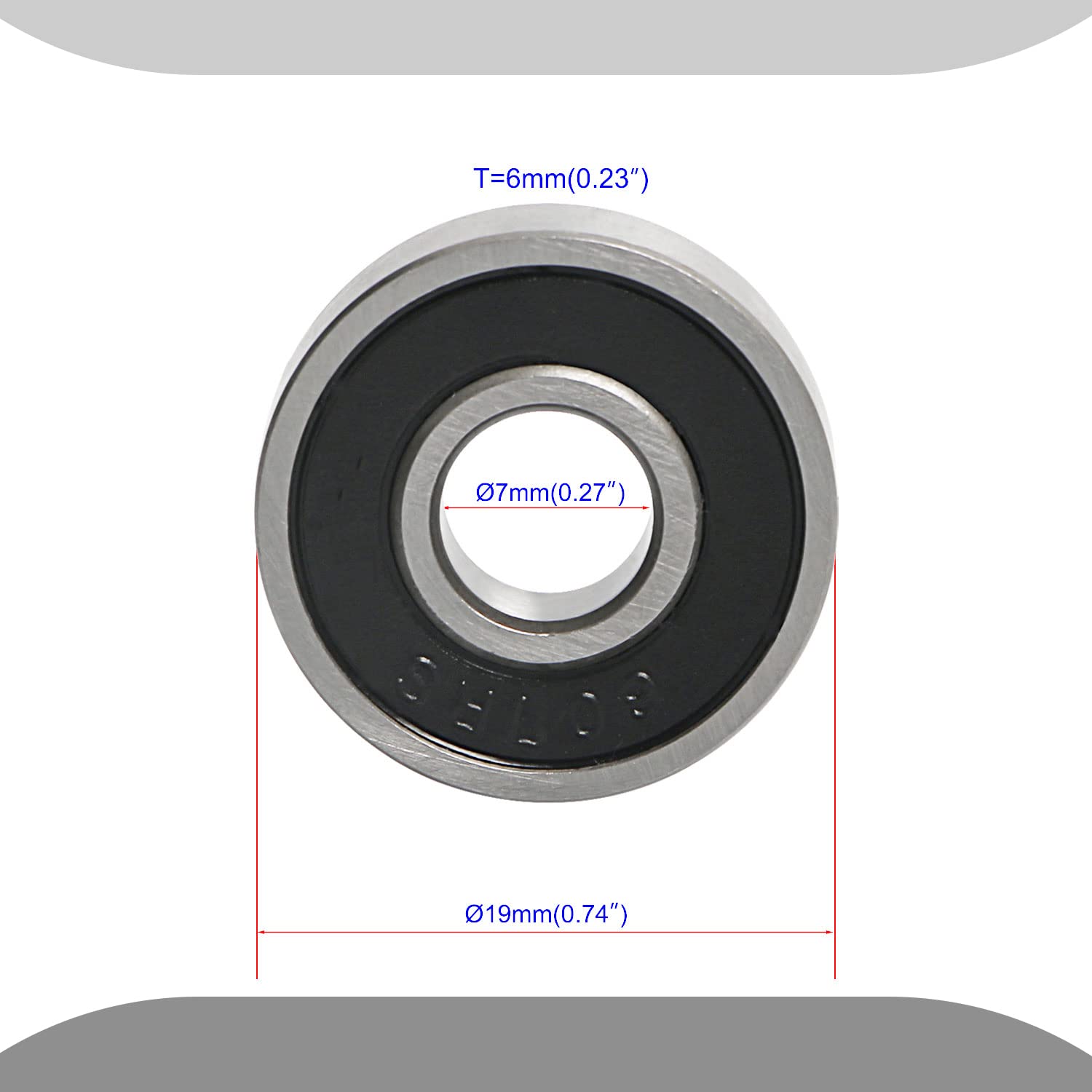 Aopin 607-RS Skateboard Bearings - 10 Pack Double Rubber Sealed Ball Bearings (0.27