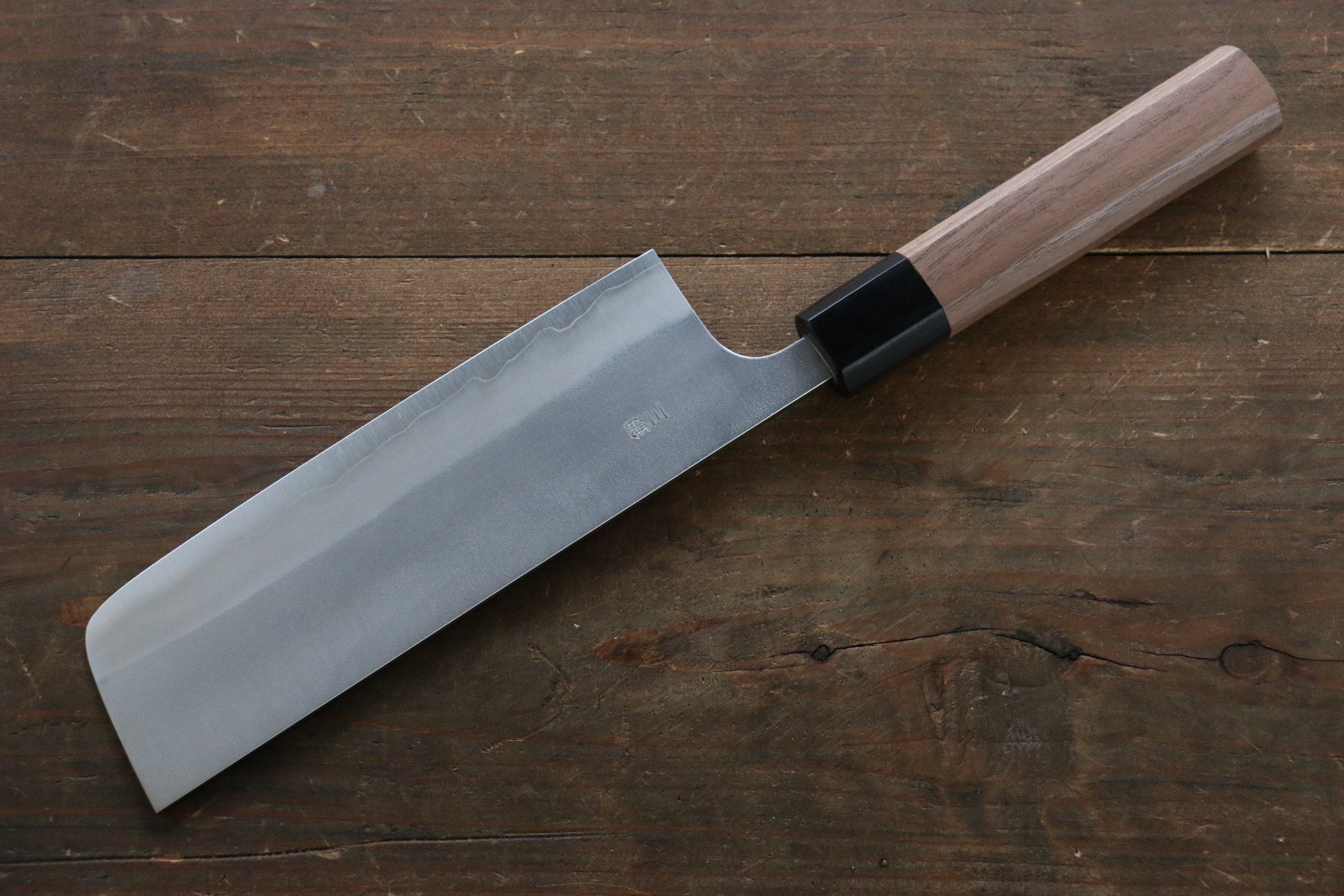 Nao Yamamoto Nashiji Nakiri Knife 165mm - Japanese Silver Steel No.3 Blade with Walnut Handle - Perfect for Vegetable Chopping, Slicing & Food Prep