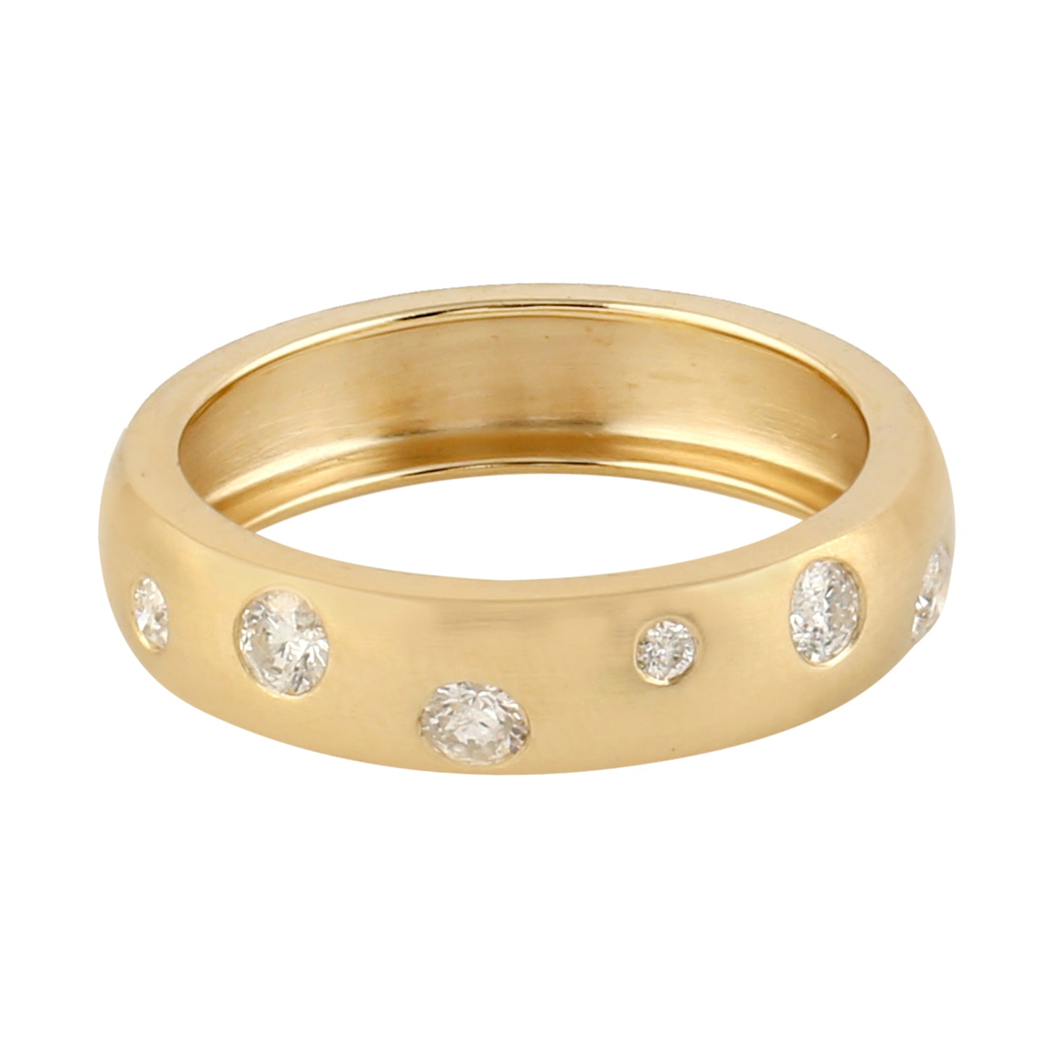 14K Yellow Gold Bezel Diamond Band Ring - Handmade Wedding, Engagement, Anniversary Jewelry for Women - Perfect for Everyday Wear & Special Occasions