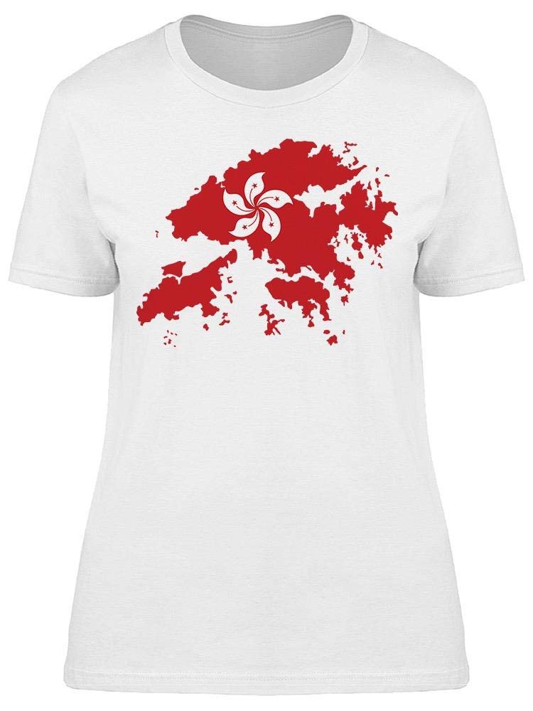 Hong Kong Map Flag Graphic Tee for Women - Stylish Patriotic T-Shirt for Casual Wear & Travel