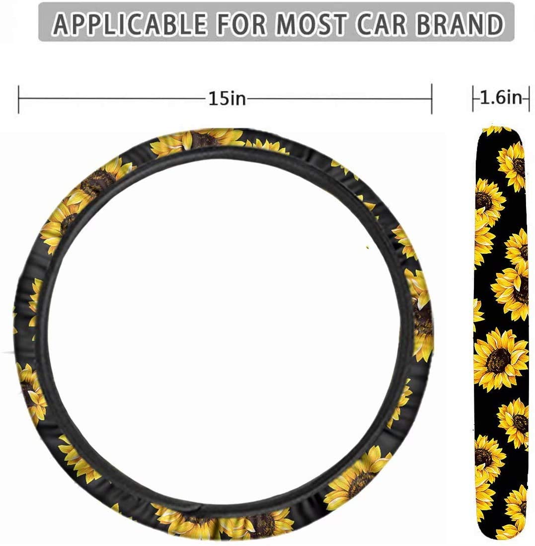 XYZCANDO 14-in-1 Car Interior Accessories Set - Elastic Steering Wheel Cover, Breathable Seat Covers, Non-Slip Floor Mats, Headrest & Armrest Protectors, Safety Seatbelt Covers - Perfect for Firefighters, Truck & SUV Drivers, Long Commutes & Road Trips