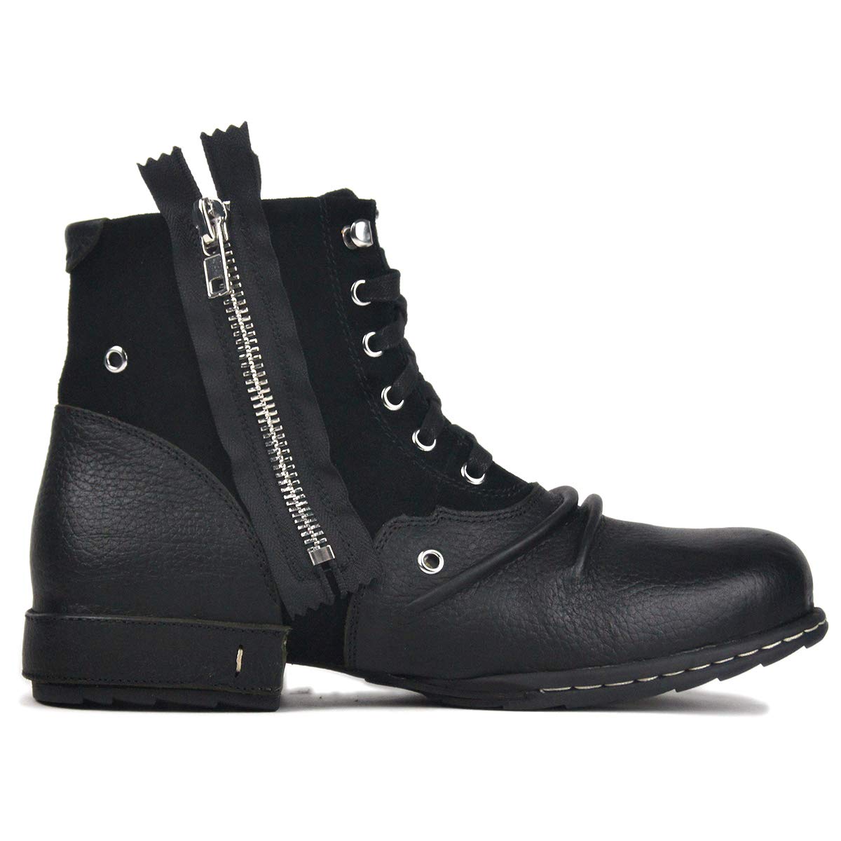 OSSTONE Men's Fashion Leather Chukka Boots with Zipper - Casual Motorcycle Shoes OS-5008-8-US - Perfect for Riding, Daily Wear & Outdoor Activities