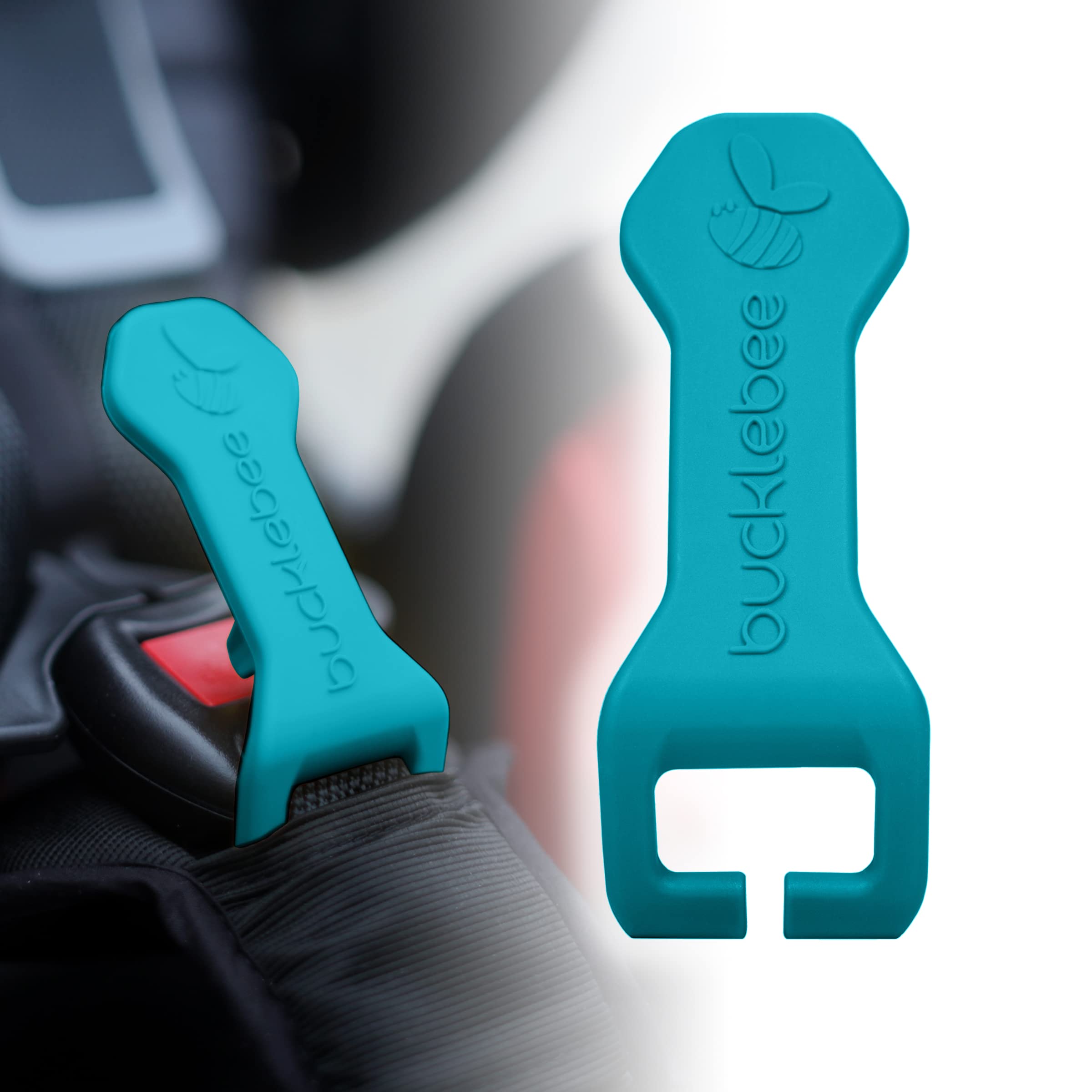 Bucklebee Easy Car Seat Buckle Release Aid for Kids - Child Safety Car Seat Button Pusher & Opener Tool - Helps Unbuckle Car Seat with Long Nails (1 Pack, Teal) - Perfect for Parents & Caregivers on the Go