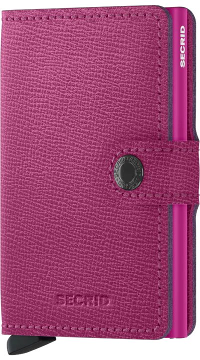 Secrid Mini Wallet for Women - Slim RFID Blocking Leather Card Holder with Money Clip | Perfect for Travel, Everyday Use & Gift Giving (Crisple Fuchsia)