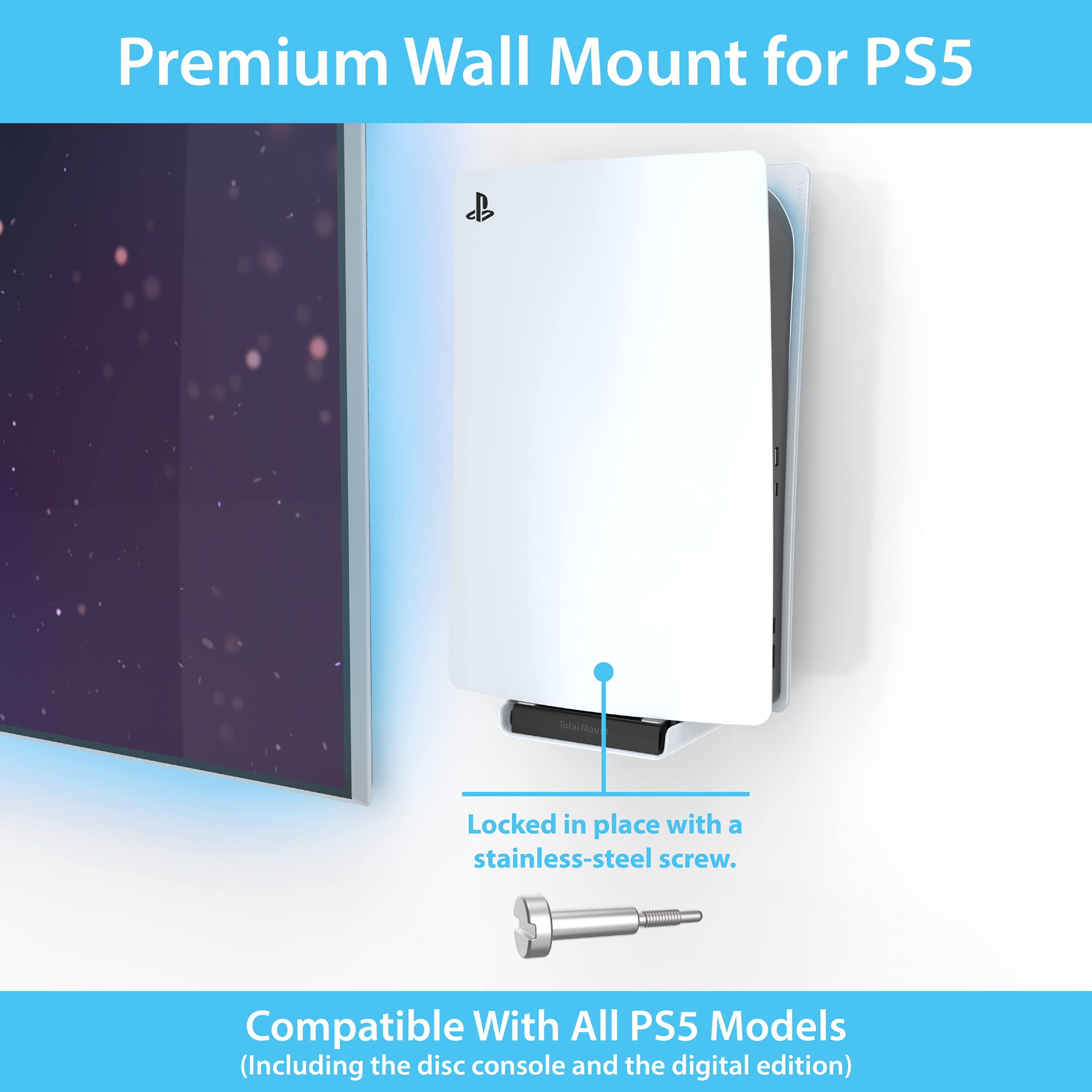 TotalMount Bundle for Nintendo Switch and PS5 - Universal Wall Mount Kit with Adjustable Stand for Gaming Consoles - Perfect for Bedroom, Living Room, and Game Room Setup