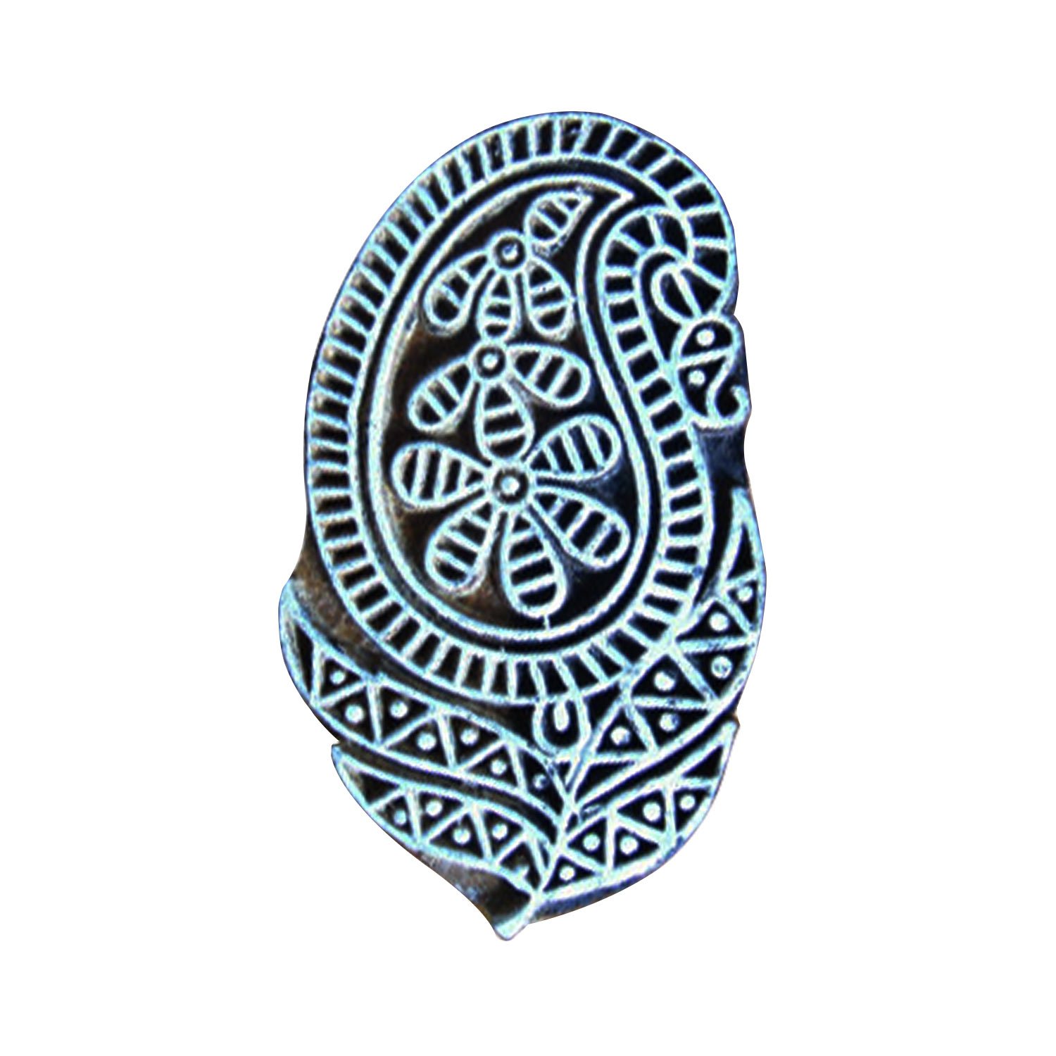 Handcarved Wooden Paisley Printing Blocks for Textile & Scrapbook - DIY Craft & Henna Stamps