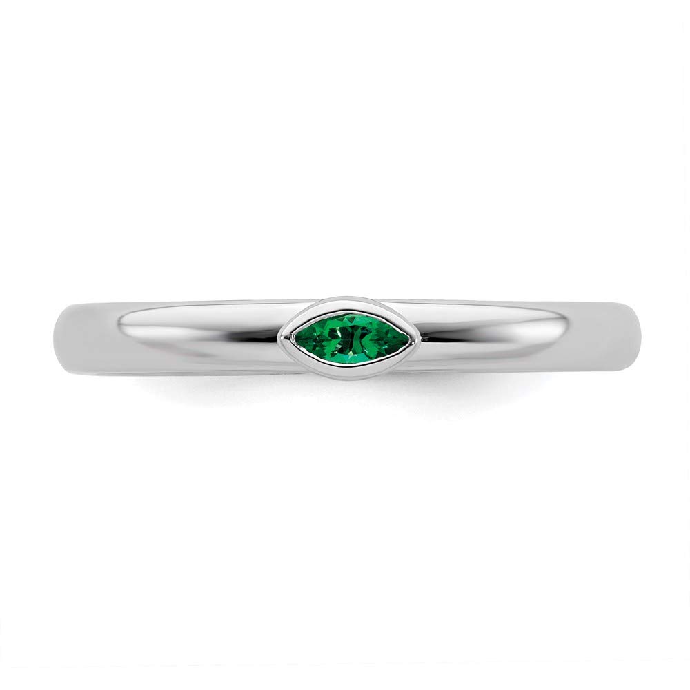 Lab-Created Emerald Stackable Ring in Sterling Silver for Women