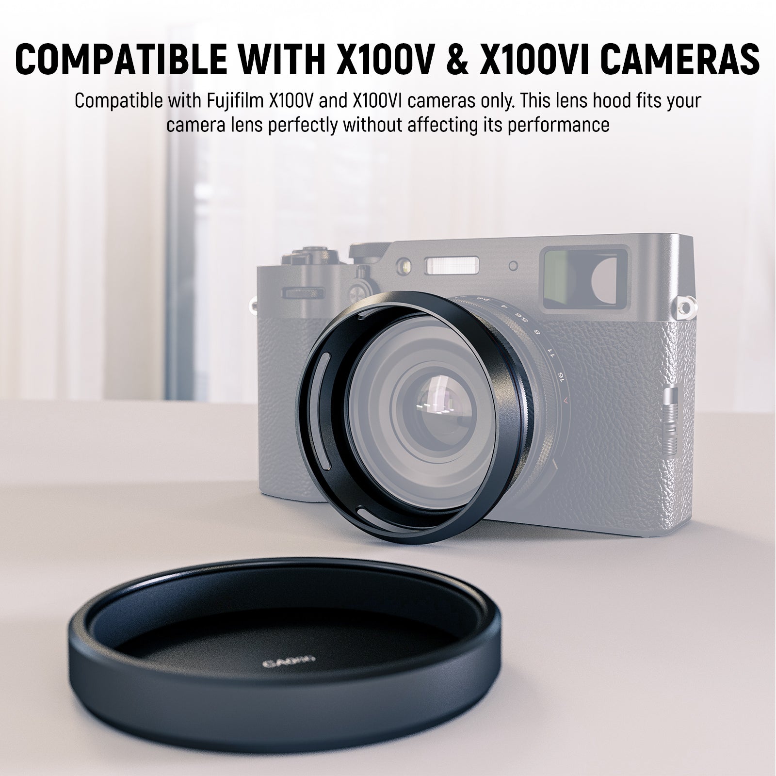 NEEWER CA086 Round Lens Hood for Fujifilm X100V & X100VI - Metal Camera Lens Shade Protector for Photography, Travel & Outdoor Shooting