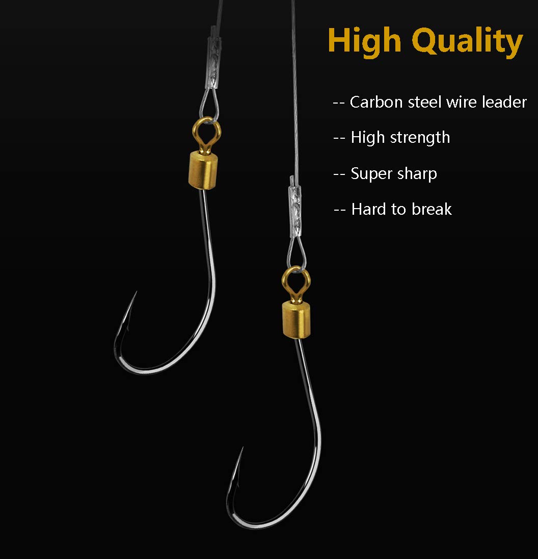 Premium Fishing Hooks and Wire Leaders Kit - Strong Saltwater & Freshwater Fishing Rigs for Bass, Trout, Catfish - Ideal for Pier, Boat & Shore Fishing Adventures