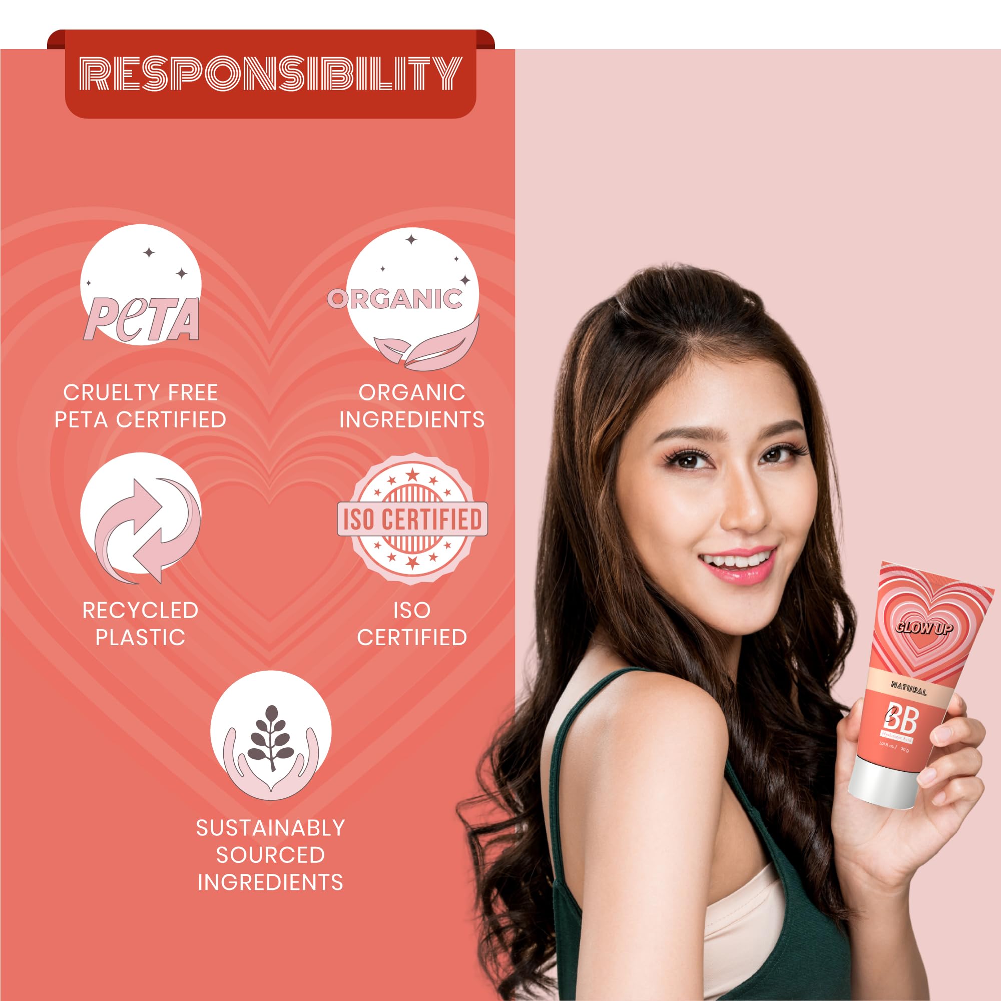 GLOW UP BB Cream 30g - Natural Hydration with Hyaluronic Acid & SPF 15 | Instant Spot Coverage & Lightweight Makeup Glow for Men & Women | Perfect for Daily Wear, Travel & On-the-Go Touch-Ups