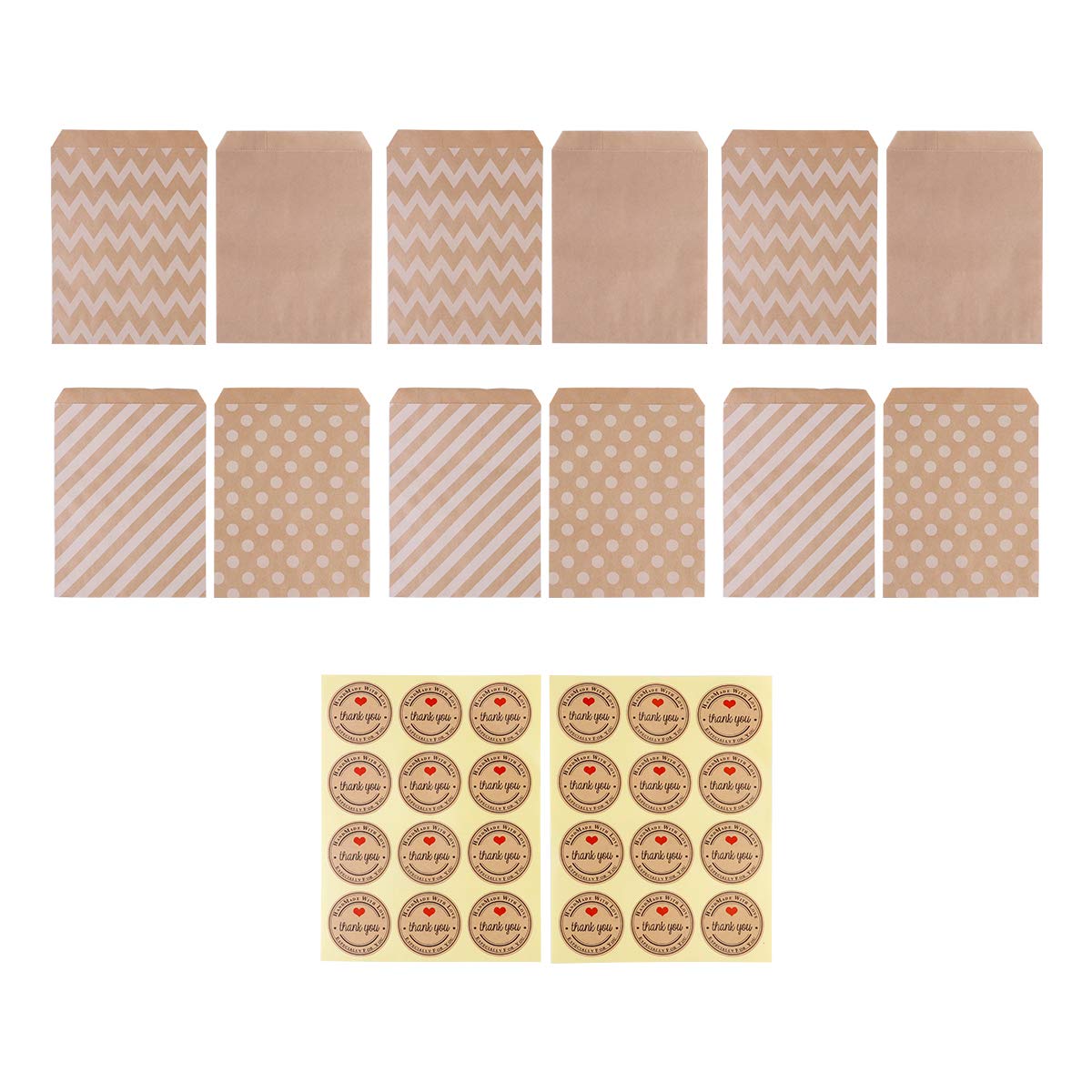 48-Piece Kraft Paper Treat Bags for Halloween Party, Breakfast Snacks, Cookies & Bread - Eco-Friendly Food Packaging for Parties, School Events & Gift Giving