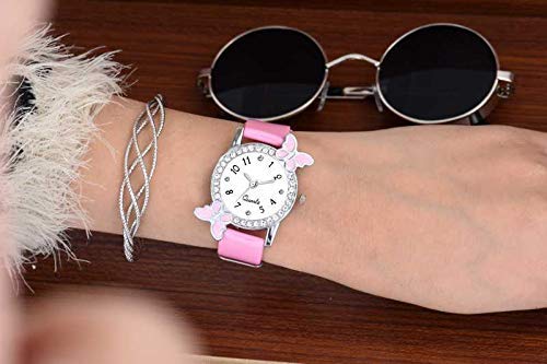 TONSY Analog Girls' Watches - 2 Pack Cute White Dial & Pink Strap Wristwatch for Kids - Perfect for School, Birthday Gifts & Everyday Wear