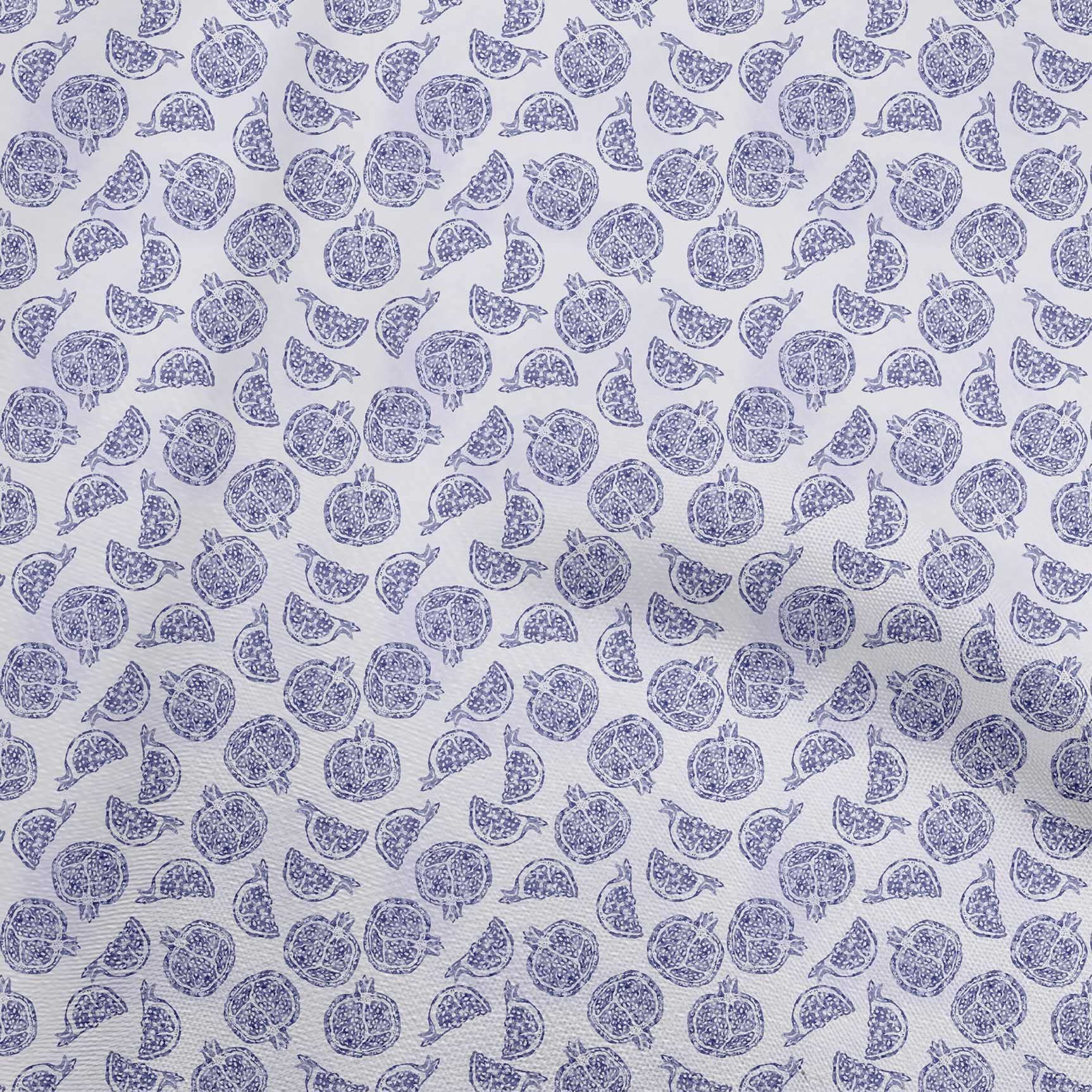 Premium Cotton Silk Blend Blue Pomegranate Print Fabric by the Yard - 42 Inch Wide for DIY Clothing, Dresses, Scarves & Home Decor Sewing Projects