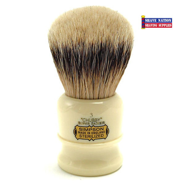 Simpsons Chubby 3 Synthetic Shaving Brush - Premium Badger Hair Alternative for Wet Shaving & Grooming | Perfect for Travel & Luxury Shave Kits