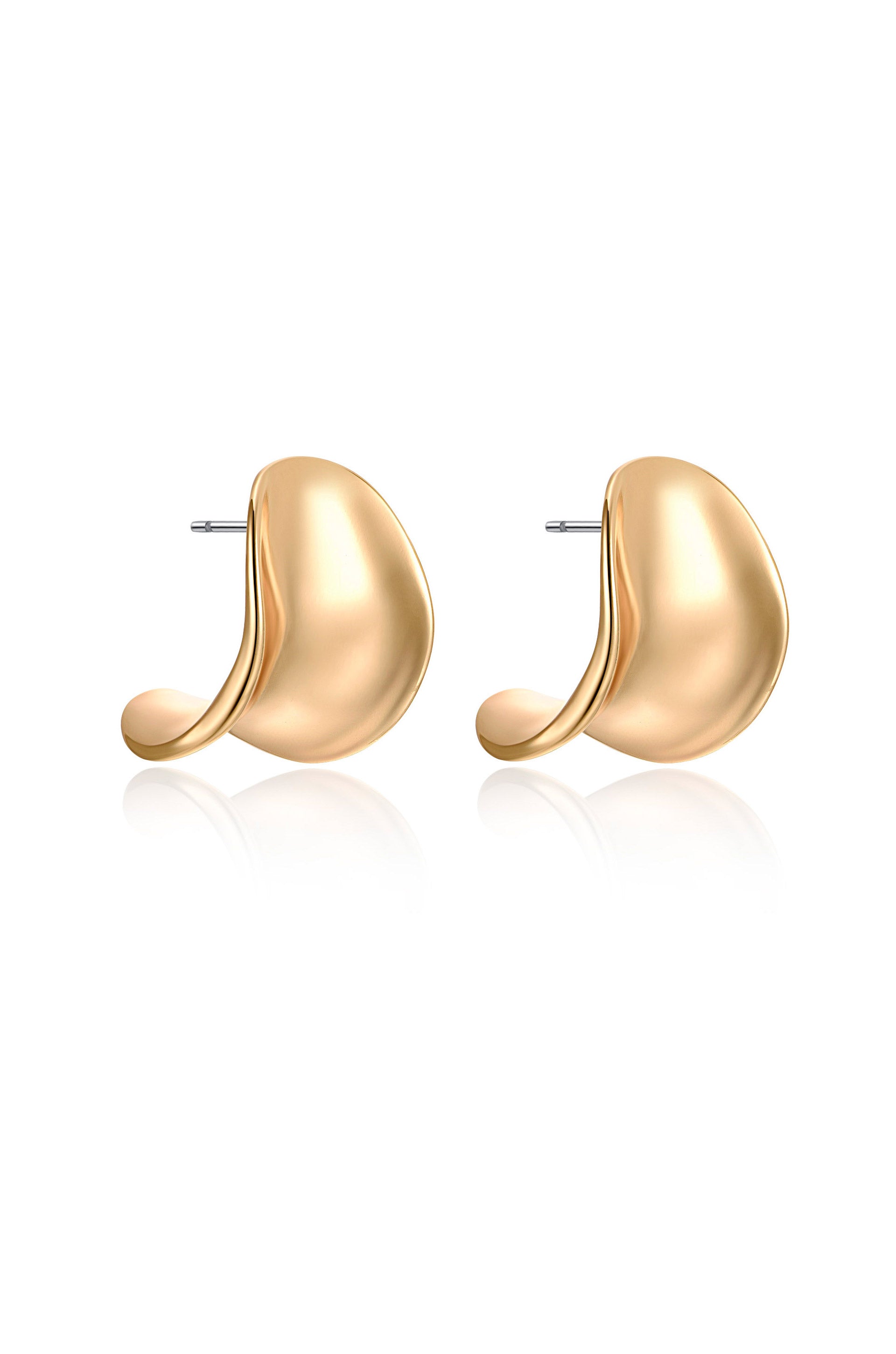 Elegant Curved Stud Earrings for Women - Hypoallergenic Gold Plated Earrings for Daily Wear & Special Occasions