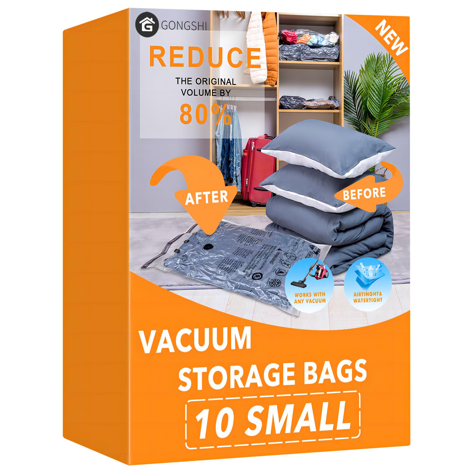 10 Pack Vacuum Storage Bags - Space Saving Compression Sealer Bags for Blankets, Comforters, Pillows & Clothes | Perfect for Travel, Seasonal Storage & Organizing Small Spaces