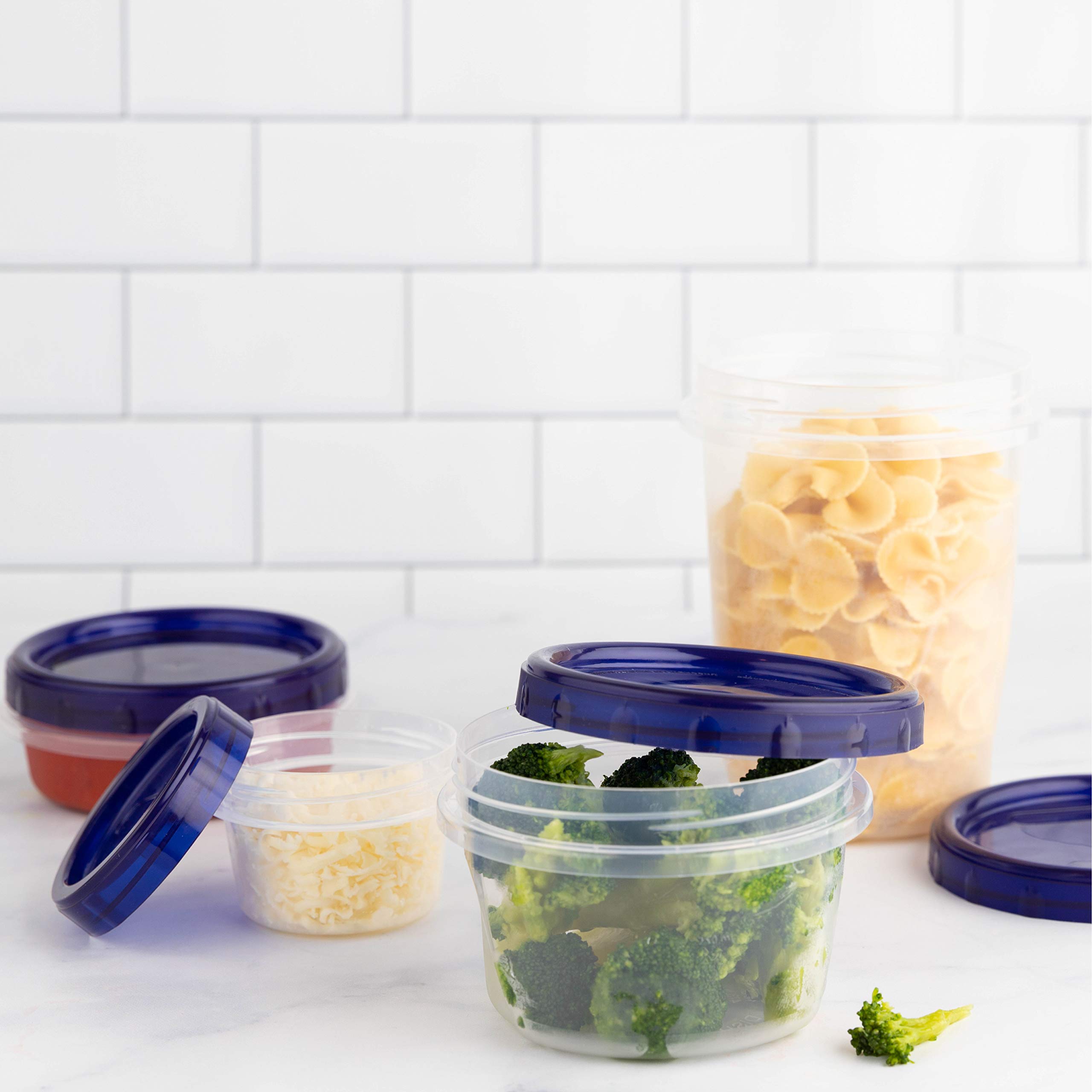 PLASTICPRO 16 oz Deli Containers (10 Pack) - Clear Bottom with Blue Twist-On Lids, Reusable & Stackable Food Storage Containers for Meal Prep, Freezer Safe, Perfect for Restaurants, Catering & Home Use