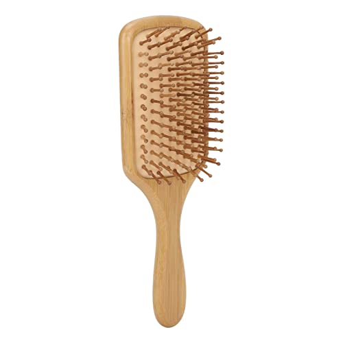 **Elastic Silicone Wooden Paddle Hairbrush with Rounded Teeth - Scalp Massage Comb for Detangling & Circulation - Gentle Hair Care for Home & Barber Shop (Quadrate) - Perfect for Daily Styling & Relaxation**