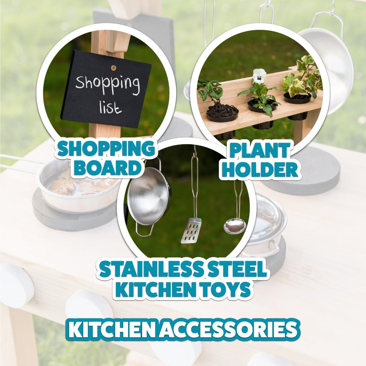Marvellous Mud Kitchen Playhouse - Eco-Friendly Wooden Outdoor Pretend Kitchen Playset with Cooking Toys for Kids | Perfect for Backyard, Garden & Outdoor Role Play Fun