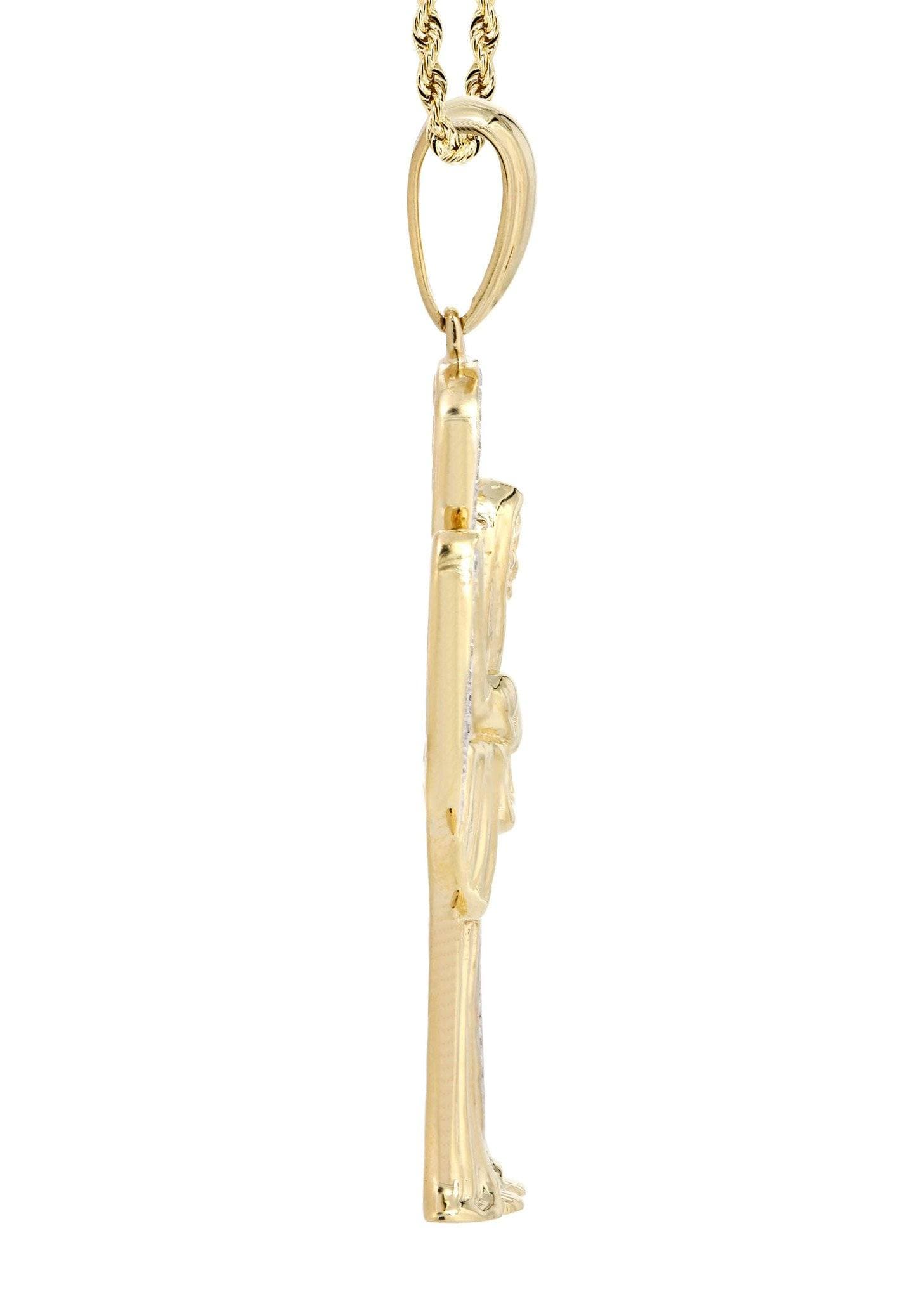 10K Yellow Gold Saint Death Diamond Necklace | 0.17 Carats Diamond Pendant | Perfect for Daywear, Evening Events & Gift Giving