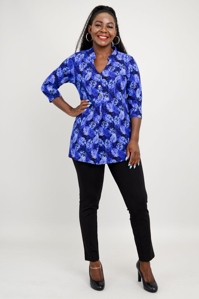 Edwina Women's Bamboo Top with Ice Foliage Print - Breathable Summer Blouse for Casual Wear, Office & Outdoor Activities