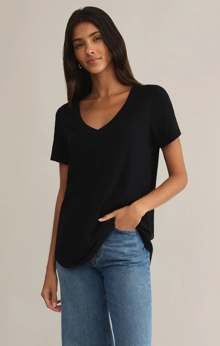 Z Supply Asher V Neck Tee - Soft Cotton Women's T-Shirt for Casual Wear & Everyday Outfits | Perfect for Layering, Weekend Errands & Coffee Dates
