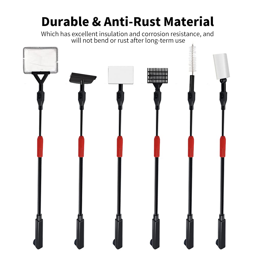 6-in-1 Aquarium Cleaner Kit with Telescopic Handle - for Saltwater & Freshwater Fish Tanks