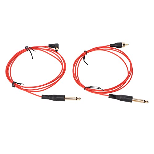 Professional Tattoo Machine Clip Cord - 2pcs DC Stable Current 5.9ft Strong Conductivity OD2.2mm for Tattoo Artists & Salons (Red) - Perfect for Tattooing, Permanent Makeup & Body Art Sessions