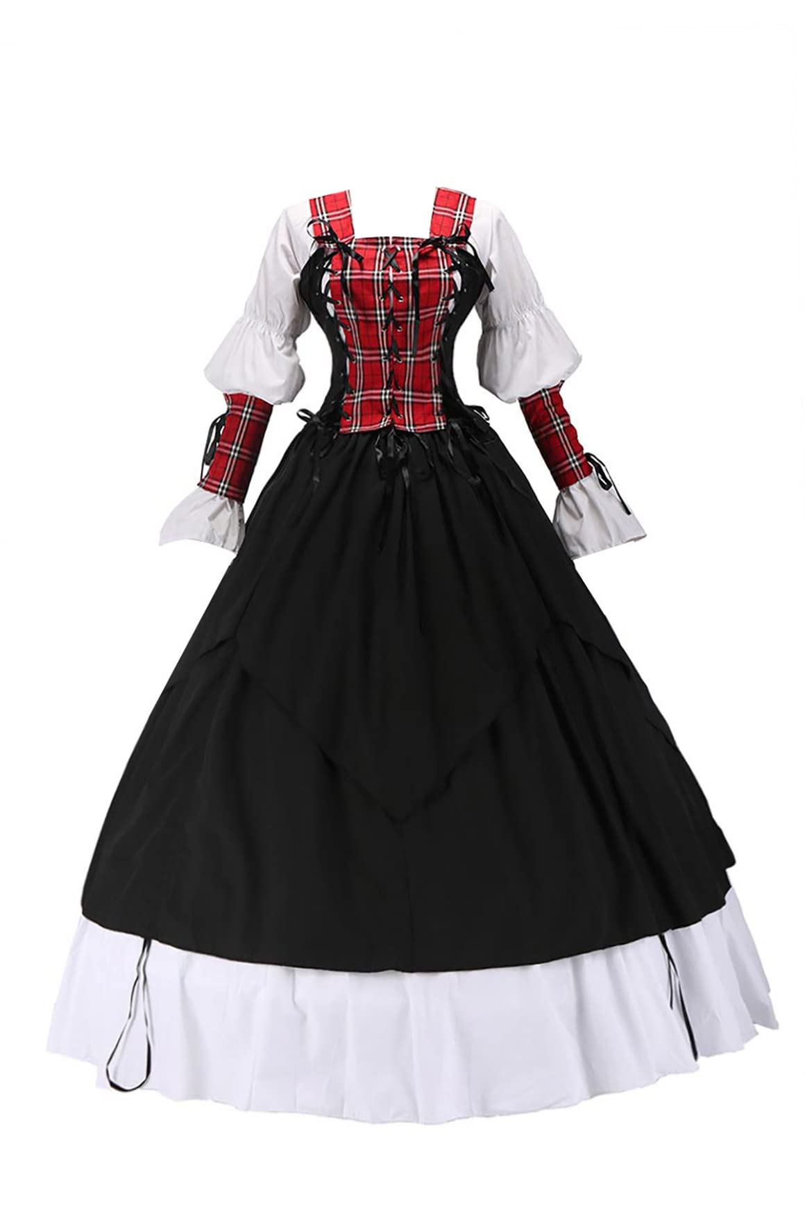 Women's Renaissance Costume Peasant Ball Gown - Victorian Lace Up Gothic Dress for Halloween, Cosplay & Medieval Themed Parties | Elegant Historical Reenactment Outfit