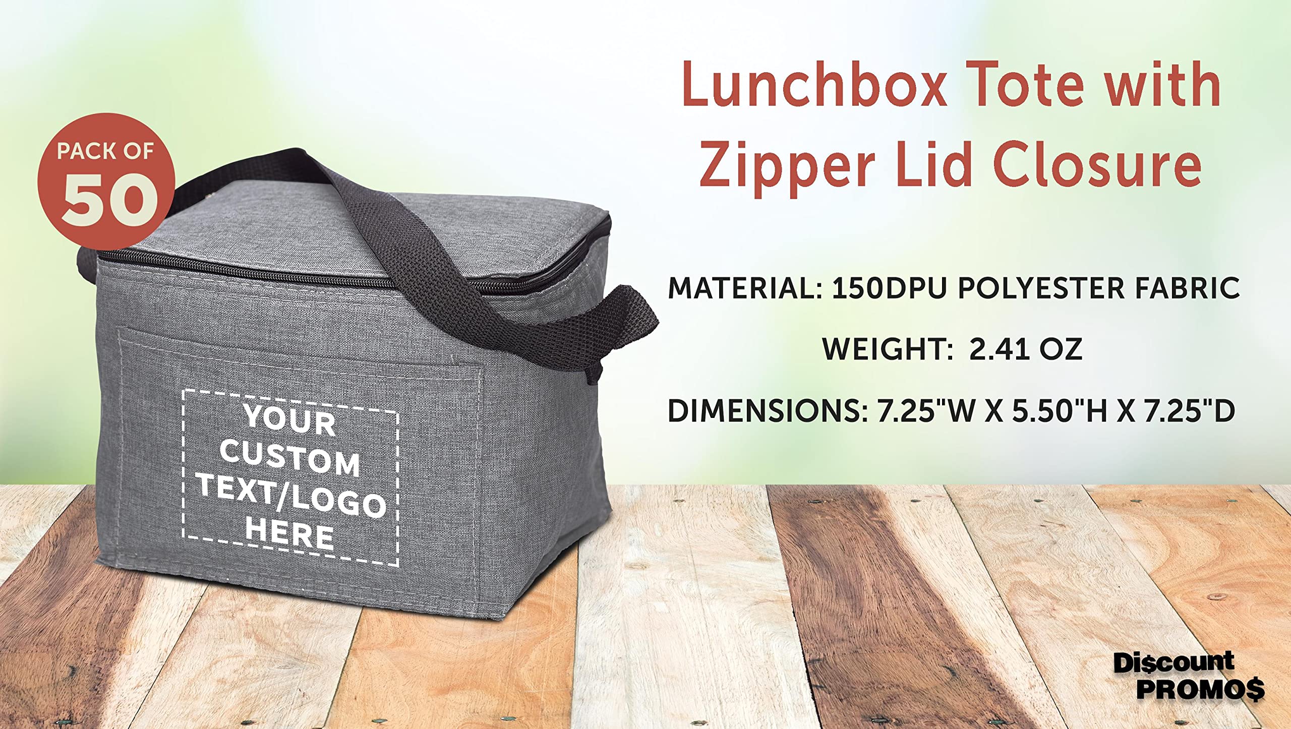 Custom Insulated Cooler Lunch Bag Set of 50 - Personalized Bulk Pack for Work, Travel & Outdoor Events - Reusable Grey Lunch Cooler for Office, Picnics, Camping & Beach Trips