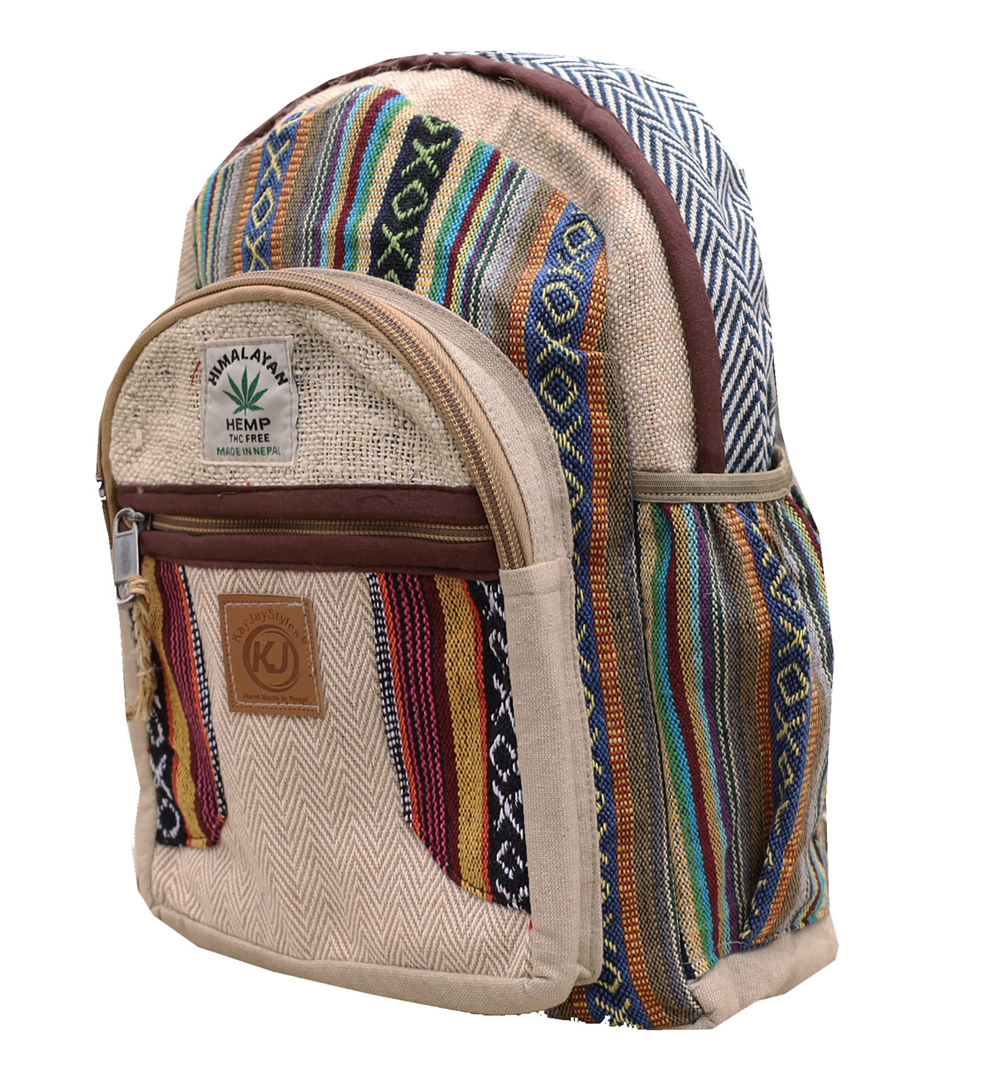 Handmade Natural Hemp Backpack for Women - Lightweight Eco-Friendly Daypack - Nepal Crafted Small Purse for Travel, Hiking & Daily Use (DAYPACK3)