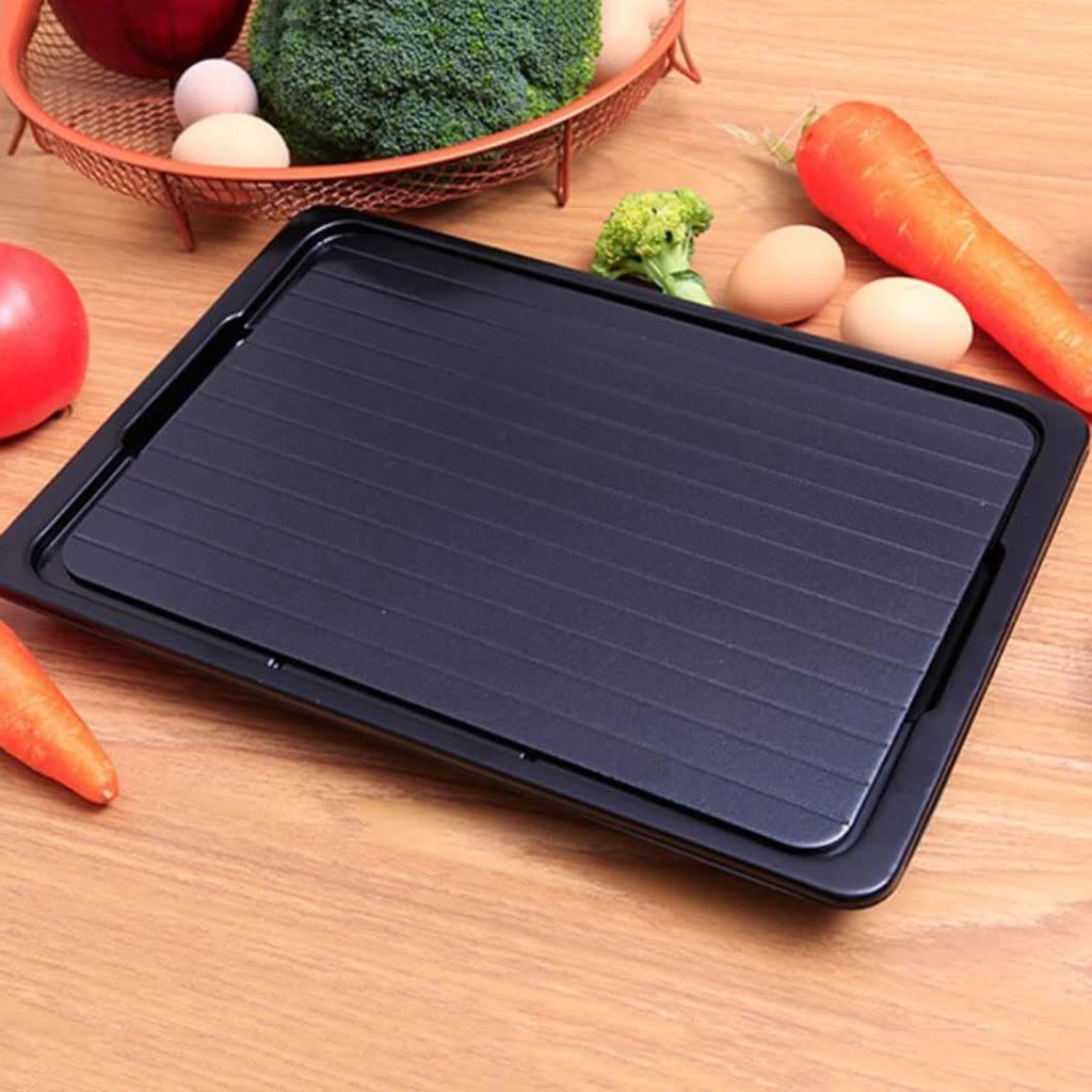 Premium Aluminum Fast Defrosting Tray - Quick Thawing Plate for Frozen Meat, Fish & Vegetables | Kitchen Gadget for Safe Food Prep (35.5x20.5x0.2cm) | Perfect for Busy Home Cooks & Meal Preppers