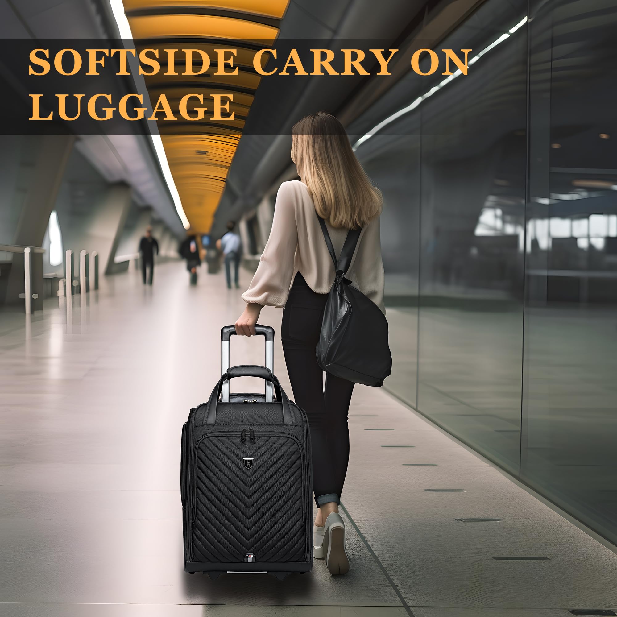 18 Inch Carry-On Underseat Luggage with Wheels - Lightweight Softside Suitcase for Air Travel, Business & Overnight Trips - Perfect for Women's Business Travel & Weekend Getaways