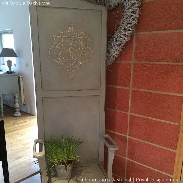 Damask Ribbon Furniture Stencil - Reusable DIY Painting Template for Wood, Walls & Fabric - Perfect for Home Decor, Crafts & Upcycling Projects
