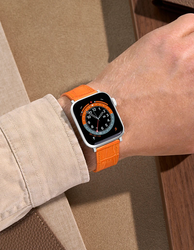 Premium Genuine Leather Apple Watch Band - Compatible with All Apple Watch Models - Stylish & Durable for Work, Gym & Everyday Wear
