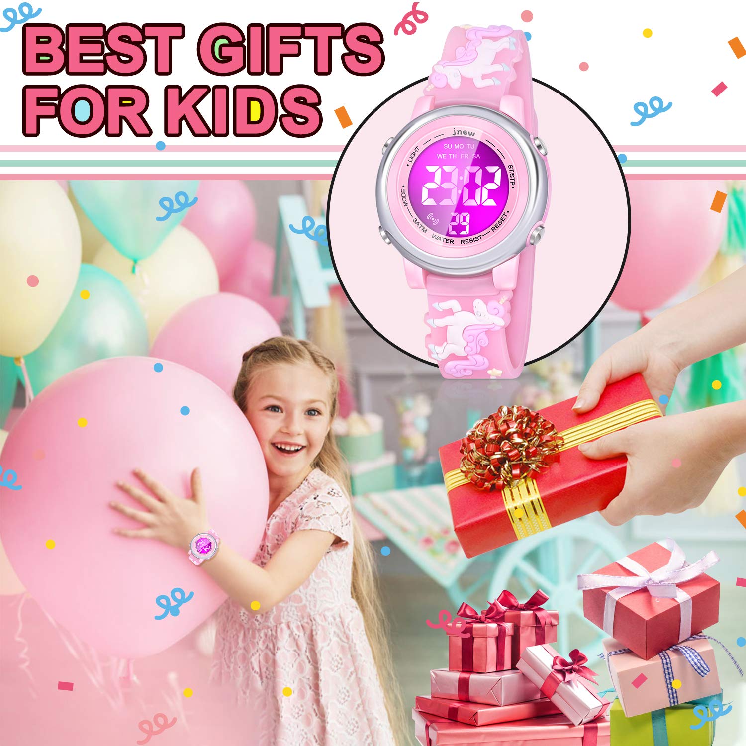 Waterproof Digital Watch for Girls Age 3-10 with Alarm - Best Birthday & Christmas Gift for Little Girls - Perfect for School, Swimming & Outdoor Activities