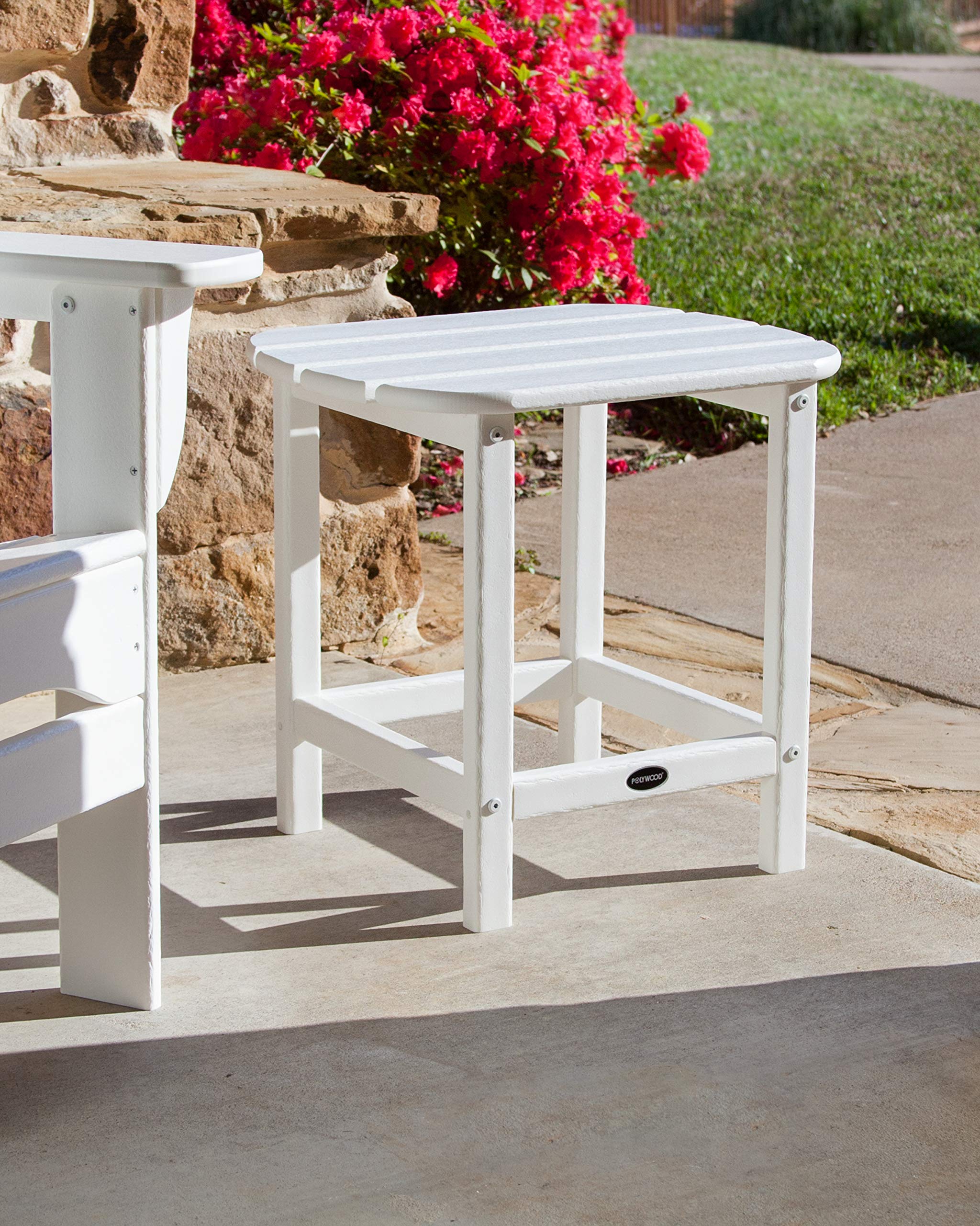 POLYWOOD SBT18WH South Beach 18-Inch White Outdoor Side Table - Perfect for Patio, Poolside, and Garden Decor