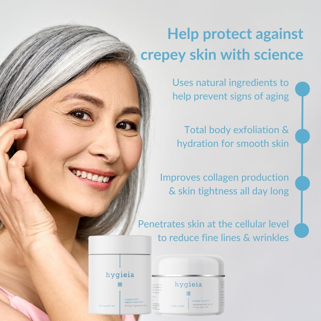 Hygieia Eternal Youth Bundle - Anti-Aging Crepey Skin Repair Cream 4oz & Hydrating Full Body Moisturizer 8oz | Deep Nourishment for Dry, Dull, Textured Skin | Perfect for Night Routine & Daily Skincare Regimen