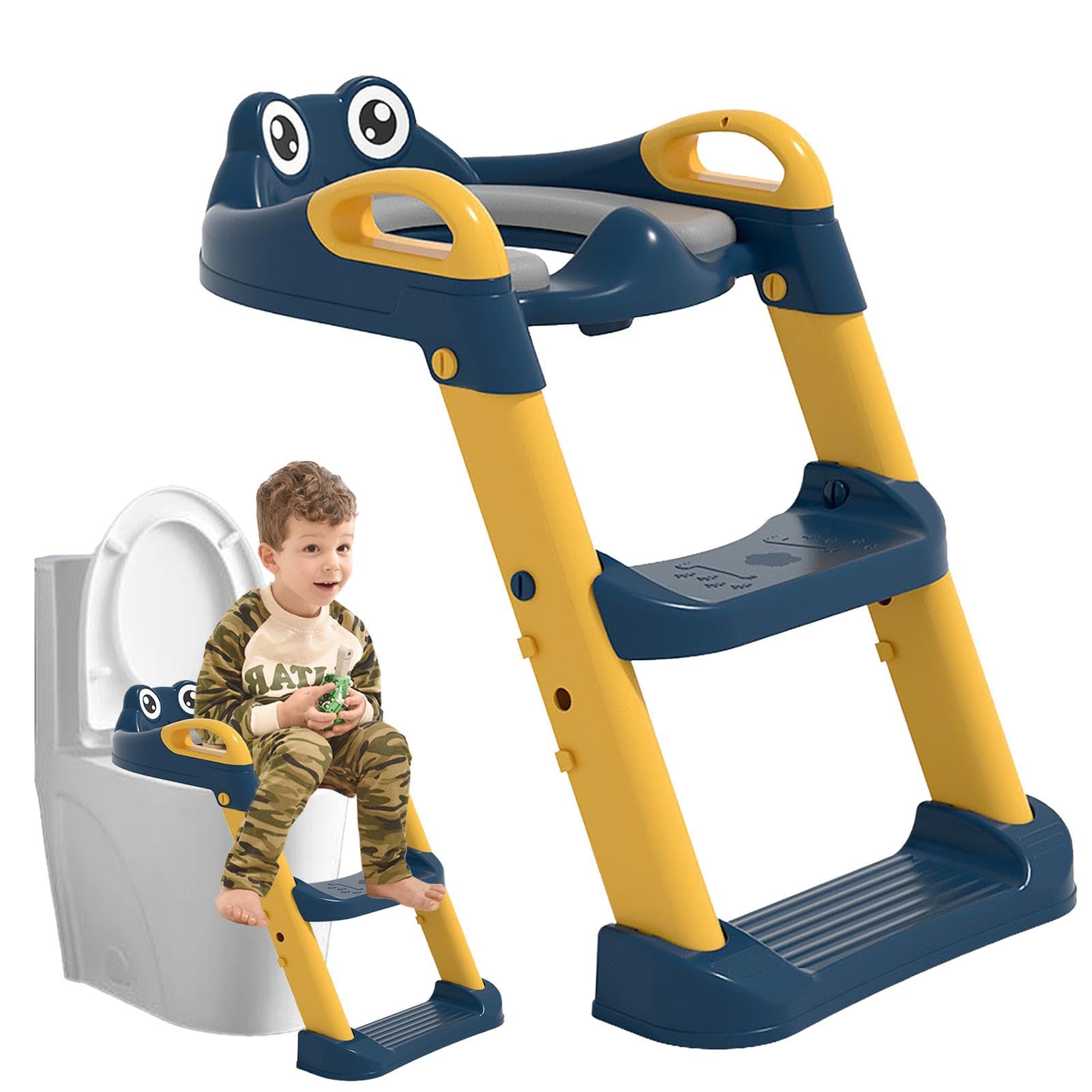 **Potty Training Seat with Ladder - Anti-Slip Baby Toilet Seat & Step Stool for Toddlers - Safe & Sturdy for Home Bathroom (Ideal for Potty Training Kids 18 Months & Up)**    *(Use Case: Perfect for toddlers transitioning from diapers to independent toilet use, ensuring safety and comfort in home bathrooms.)*