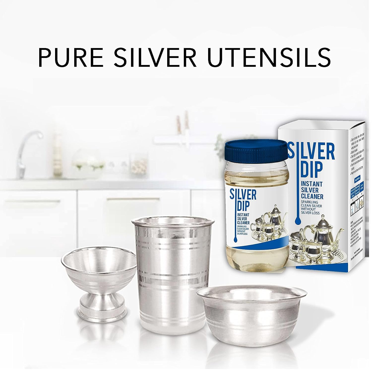 EGP Modicare Silver Dip Instant Silver Cleaner - 2 Pack (300ml Each) | Fast & Effective Tarnish Remover for Jewelry, Silverware & Antiques | Perfect for Home, Travel & Professional Use