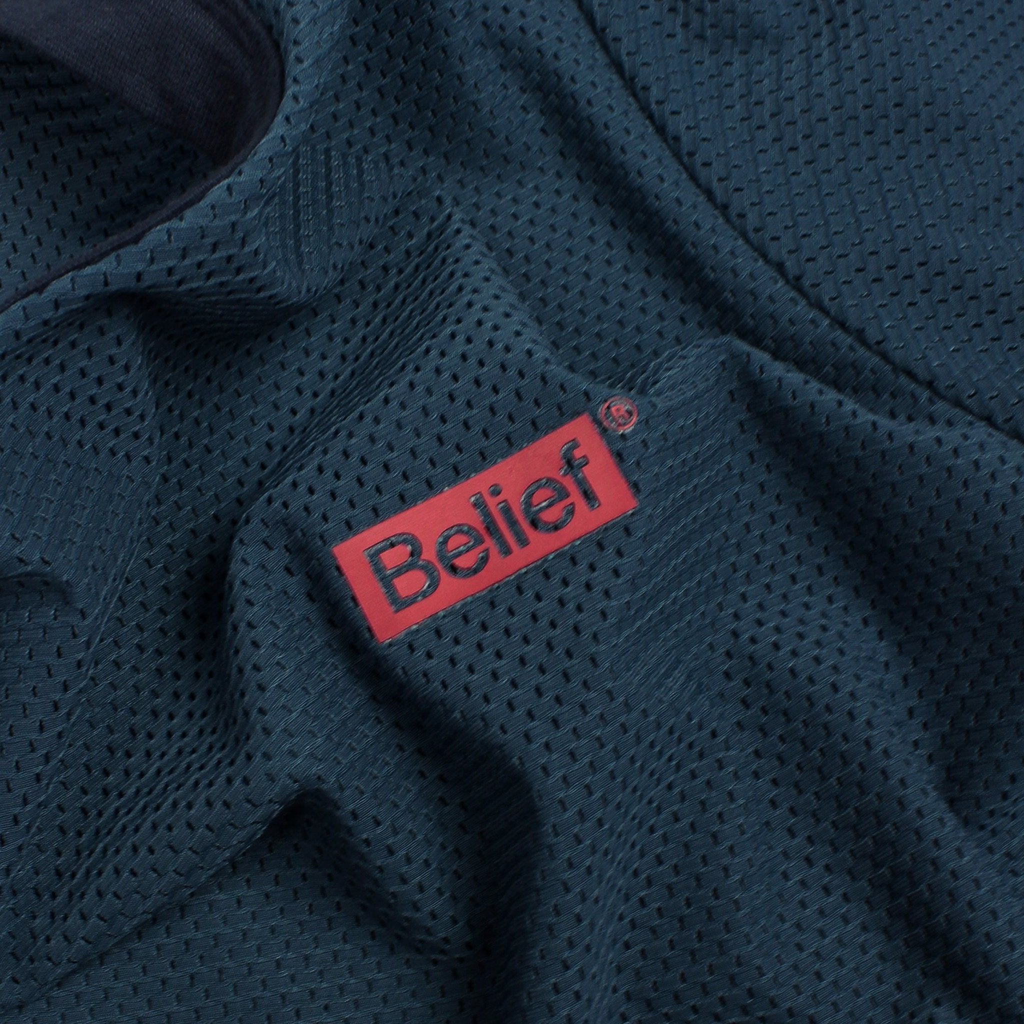 Belief NYC Box Logo Mesh Tee - Dark Teal | Stylish Streetwear T-Shirt for Men & Women | Perfect for Casual Wear, Outfits & Urban Fashion