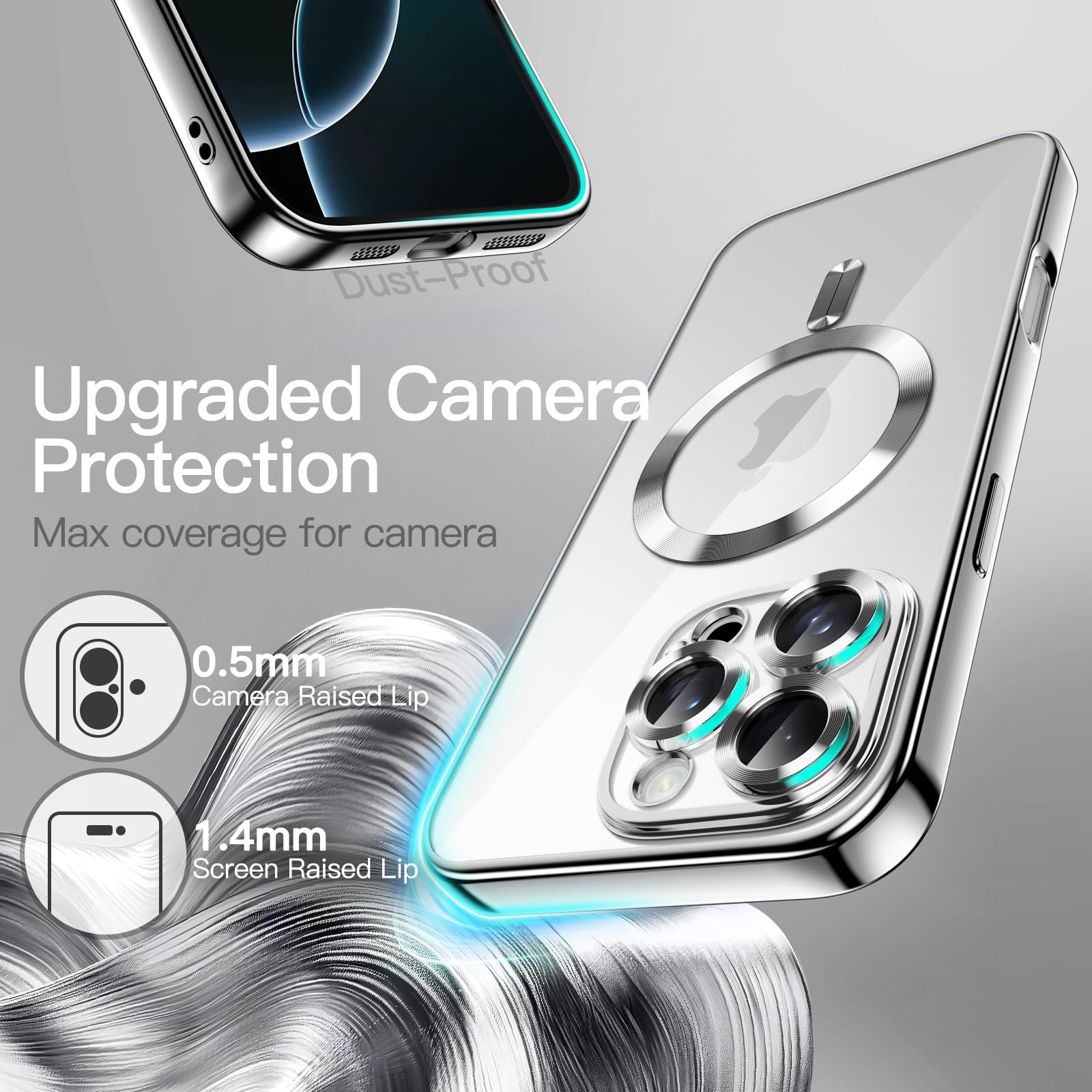 JETech Ultra Thin Clear Case for iPhone 16 Pro 6.3-Inch | Shockproof TPU Cover with Camera Protection | MagSafe Compatible Wireless Charging | Silver Electroplated Phone Case | Perfect for Daily Use, Travel & Outdoor Activities